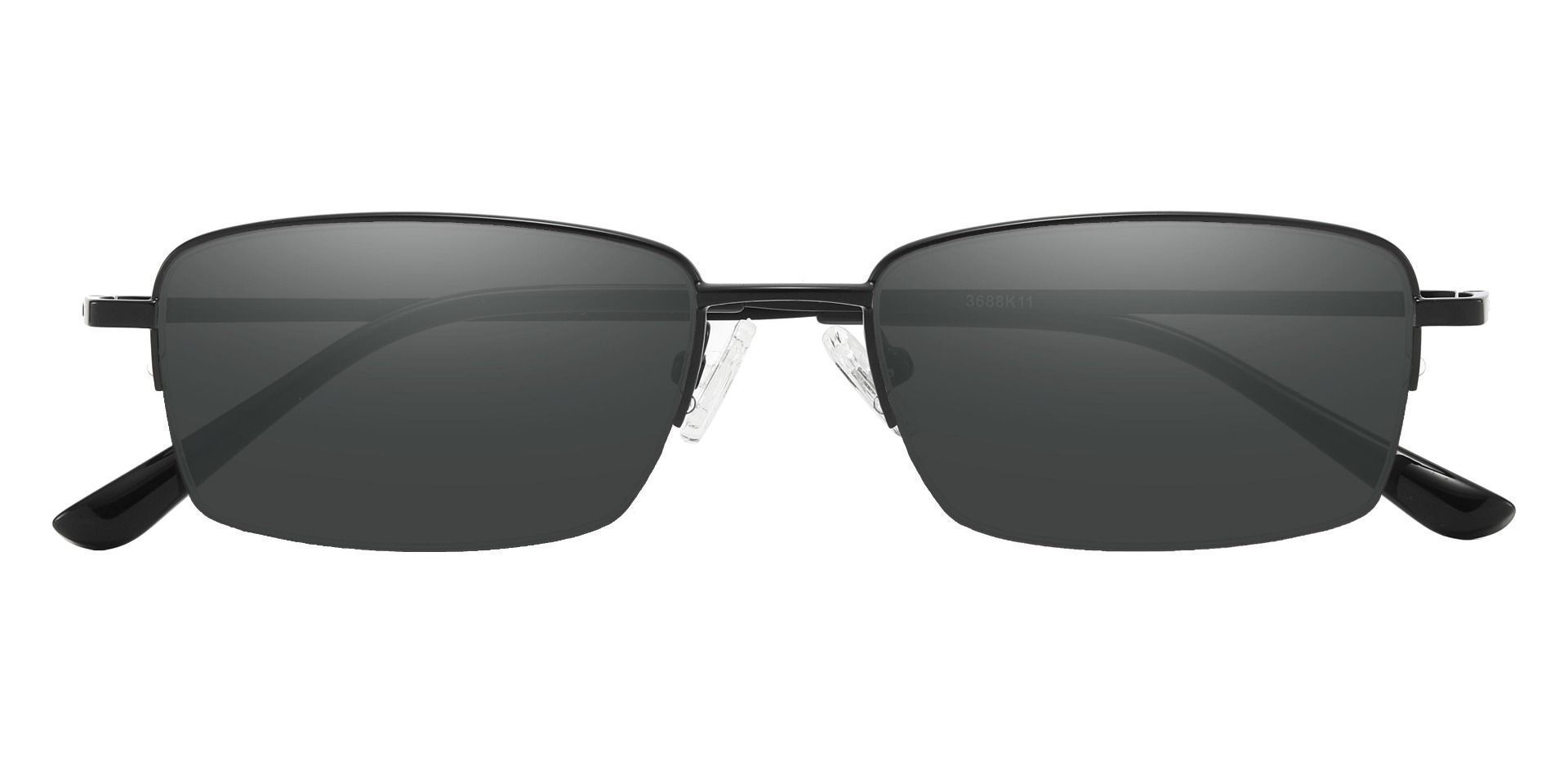 Milford Rectangle Non-Rx Sunglasses - Black Frame With Gray Lenses