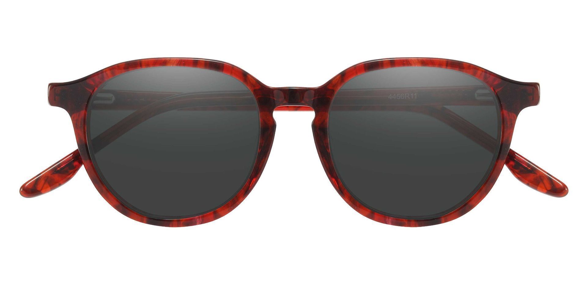 Ashley Oval Progressive Sunglasses - Red Frame With Gray Lenses