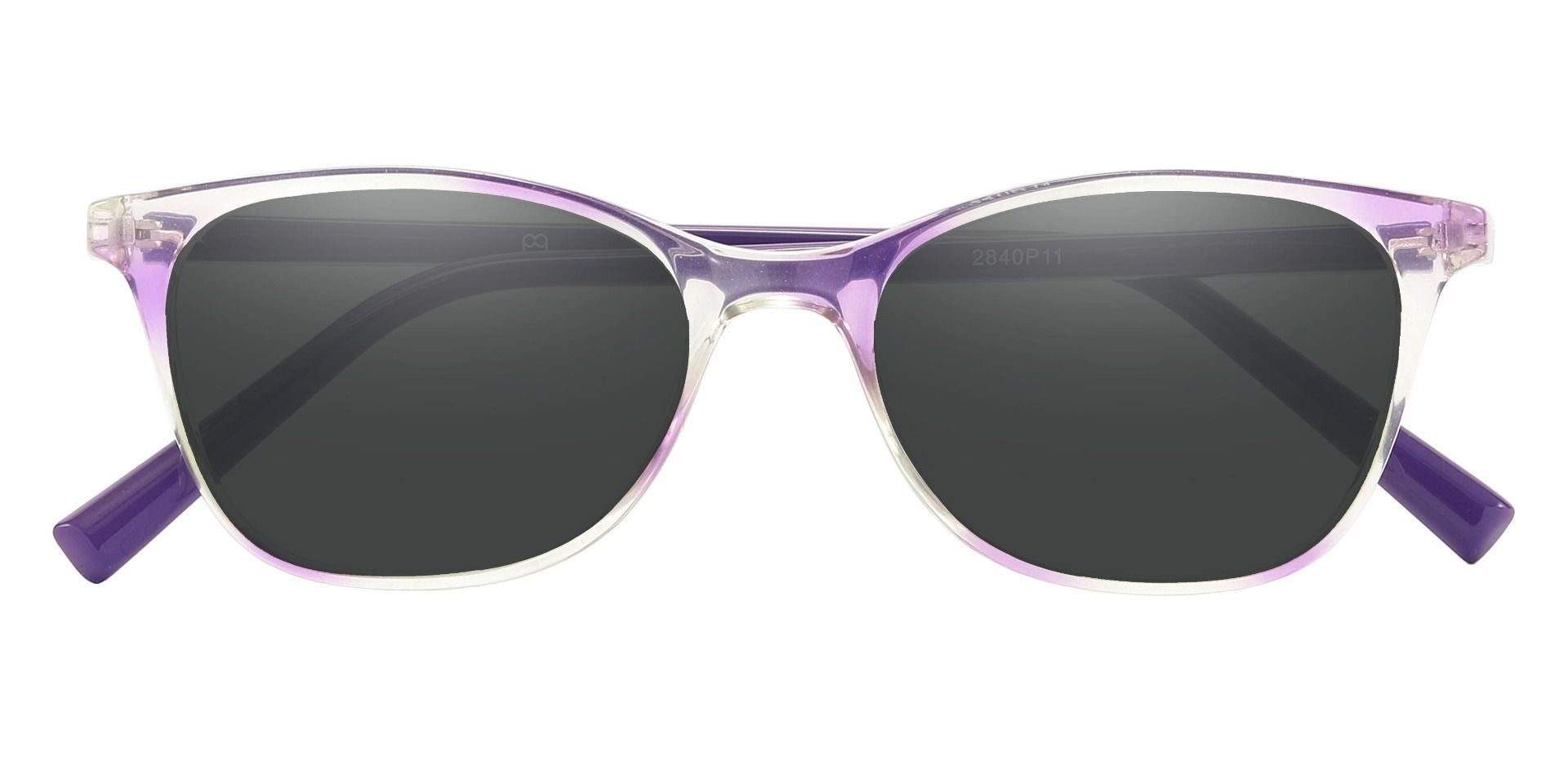 Bravo Rectangle Prescription Sunglasses - Purple Frame With Gray Lenses