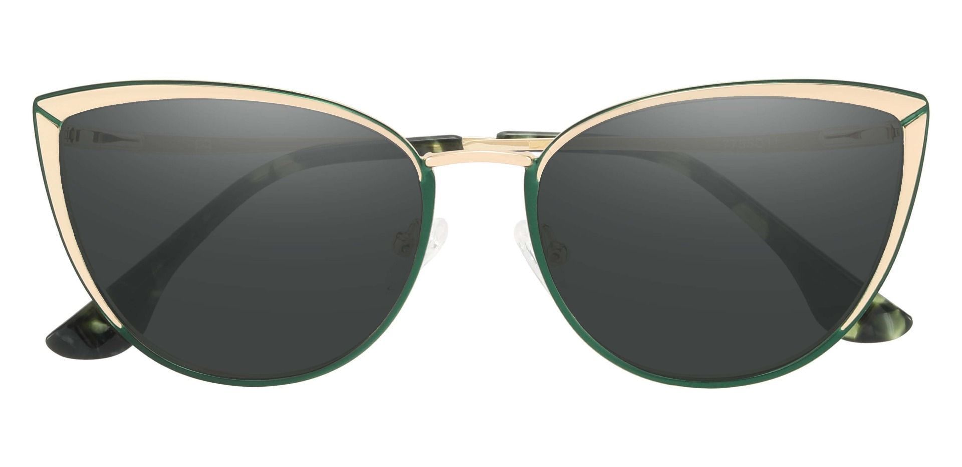 Alyssa Cat Eye Non-Rx Sunglasses - Green Frame With Gray Lenses