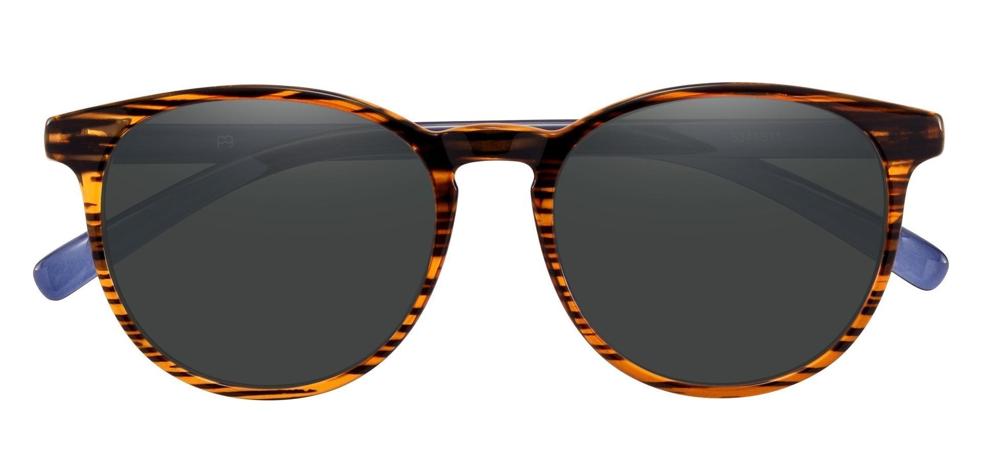 Corbett Oval Prescription Sunglasses - Striped Color Frame With Gray Lenses