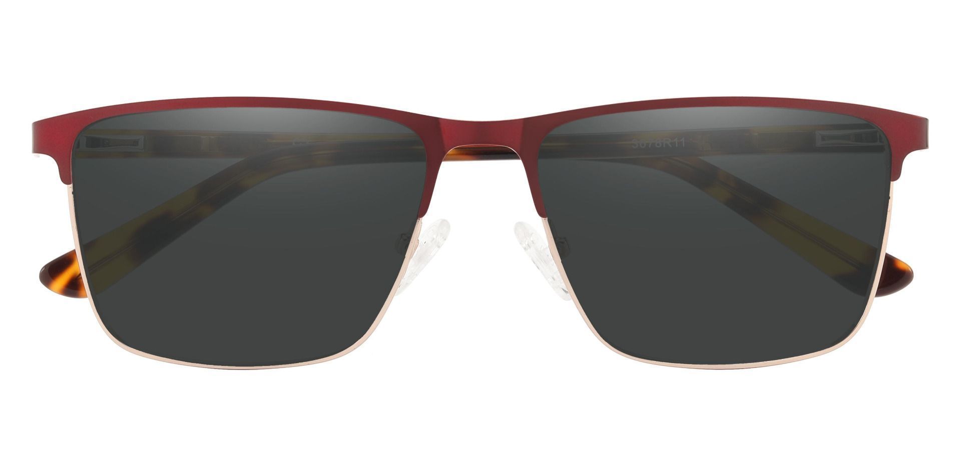 Halifax Rectangle Lined Bifocal Sunglasses Red Frame With Gray Lenses Men's Sunglasses