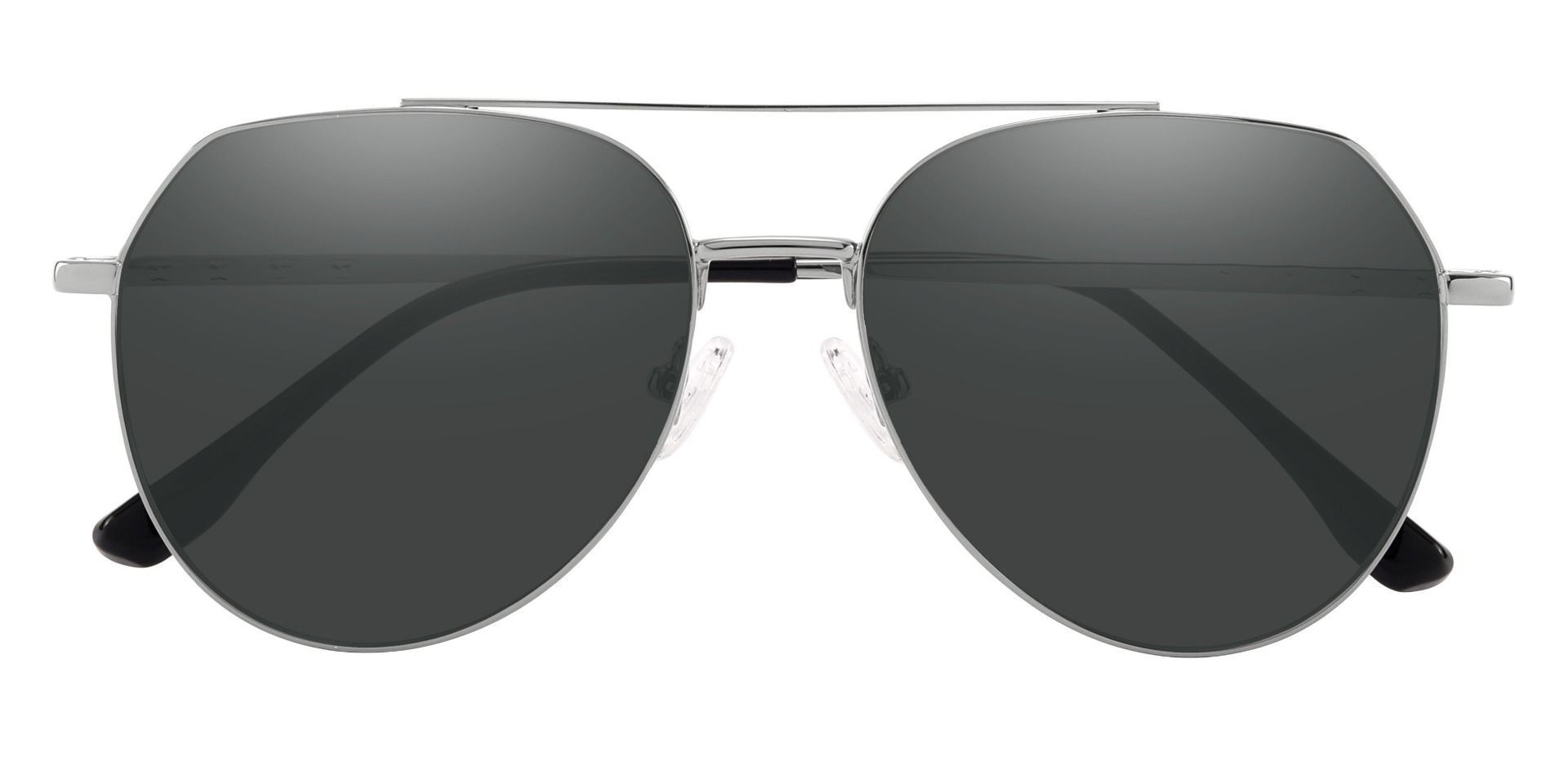 Wexford Aviator Prescription Sunglasses - Silver Frame With Gray Lenses
