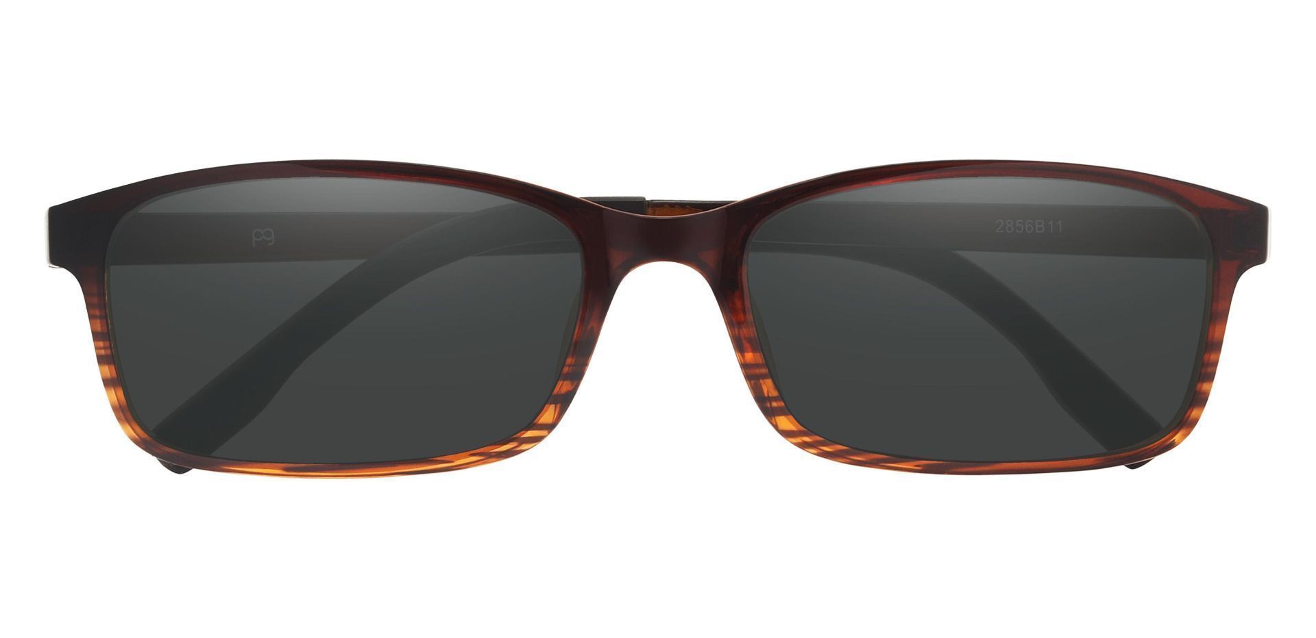 Inman Rectangle Prescription Sunglasses - Brown Frame With Gray Lenses
