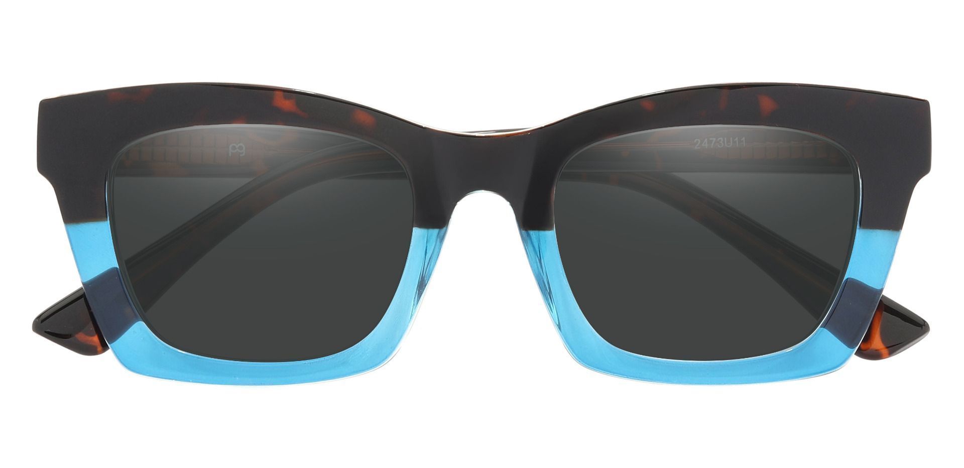 McKee Rectangle Prescription Sunglasses - Blue Frame With Gray Lenses