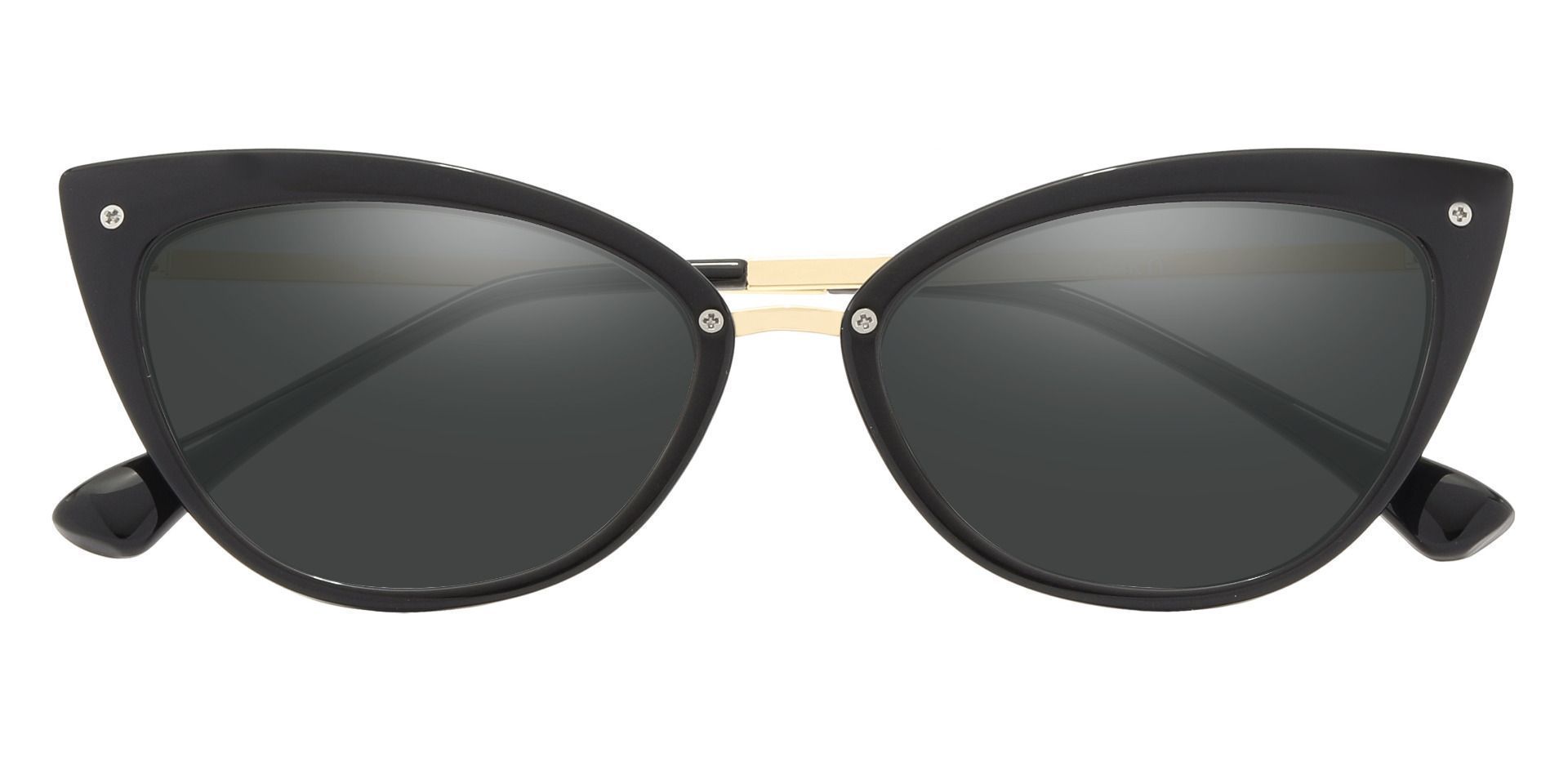 Glenda Cat Eye Prescription Sunglasses - Black Frame With Gray Lenses