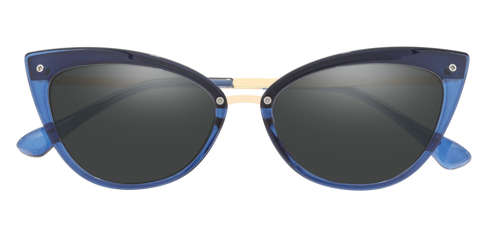 Glenda Cat Eye Prescription Sunglasses - Blue Frame With Gray Lenses