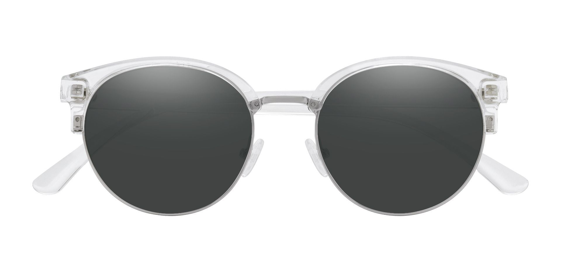 Annalise Browline Prescription Sunglasses - Clear Frame With Gray Lenses