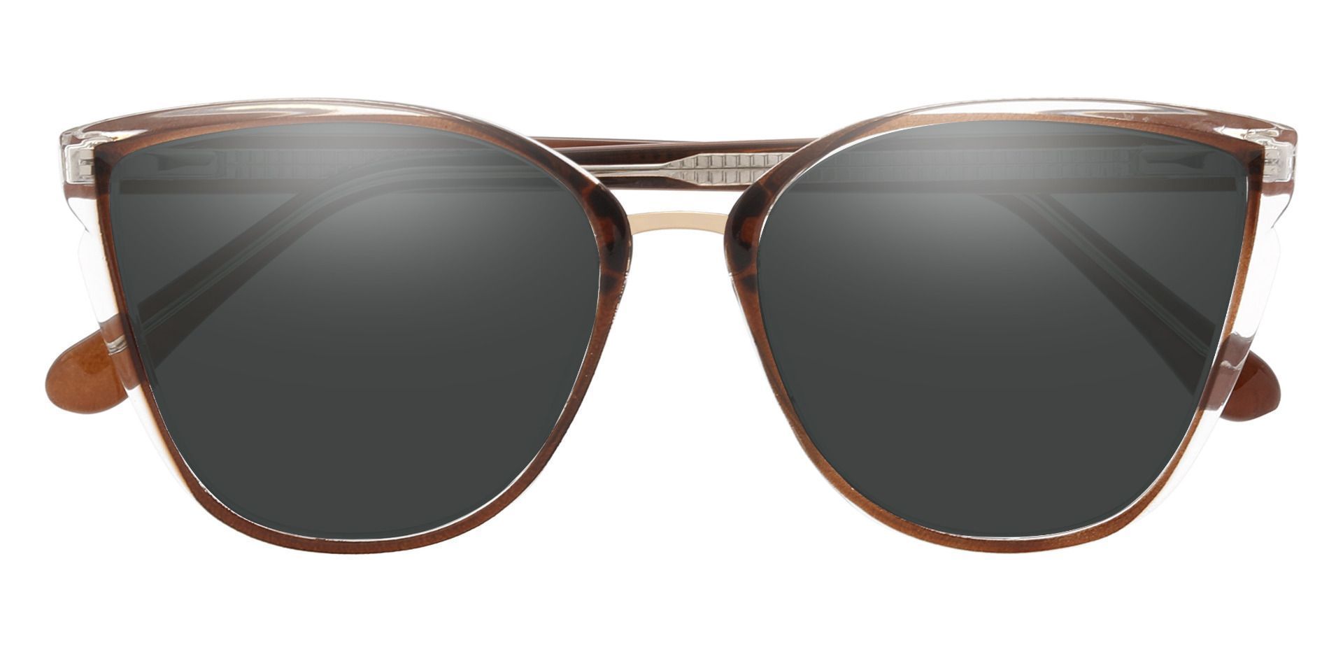 Shyla Cat Eye Prescription Sunglasses - Brown Frame With Gray Lenses