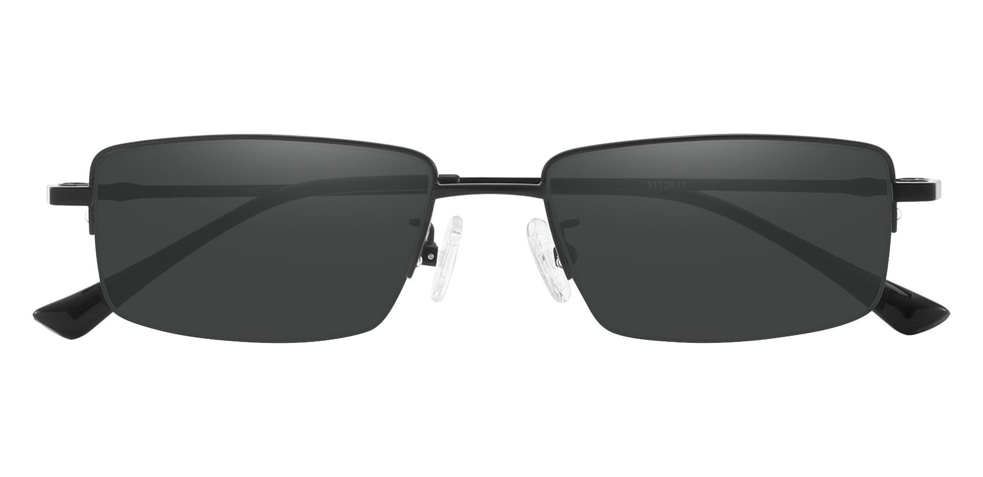 Waldo Rectangle Lined Bifocal Sunglasses - Black Frame With Gray Lenses