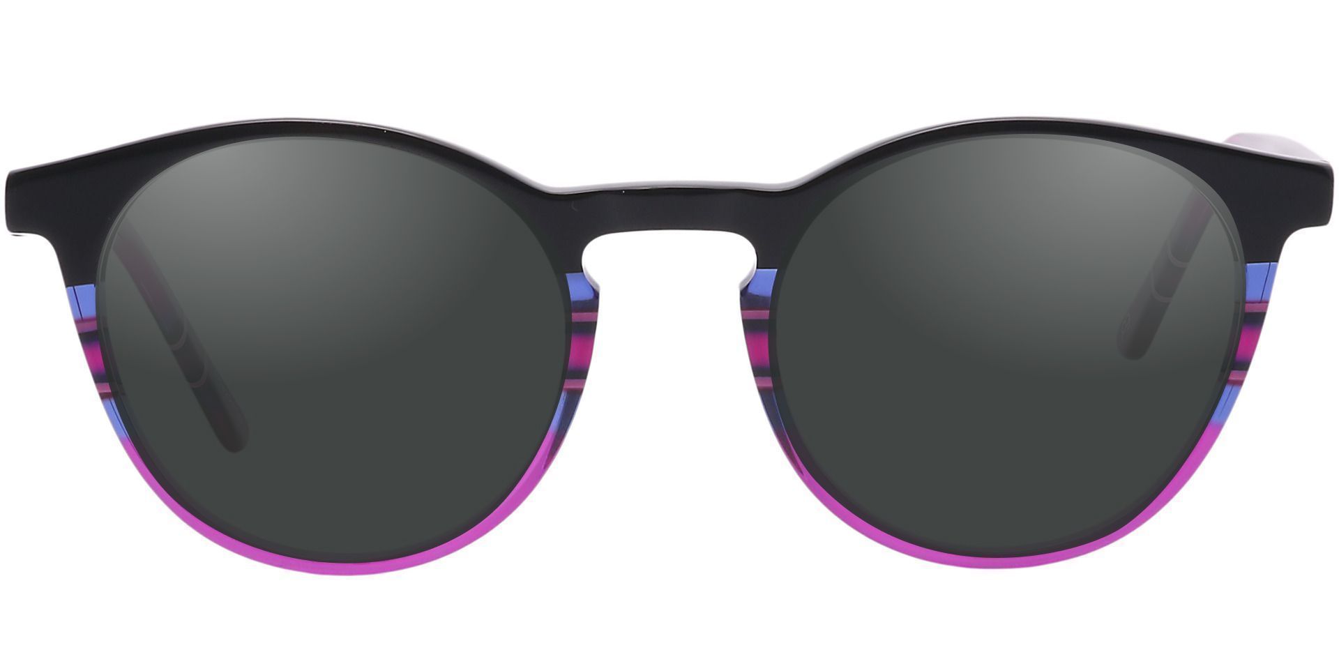 Jellie Round Non-Rx Sunglasses - Purple Frame With Gray Lenses