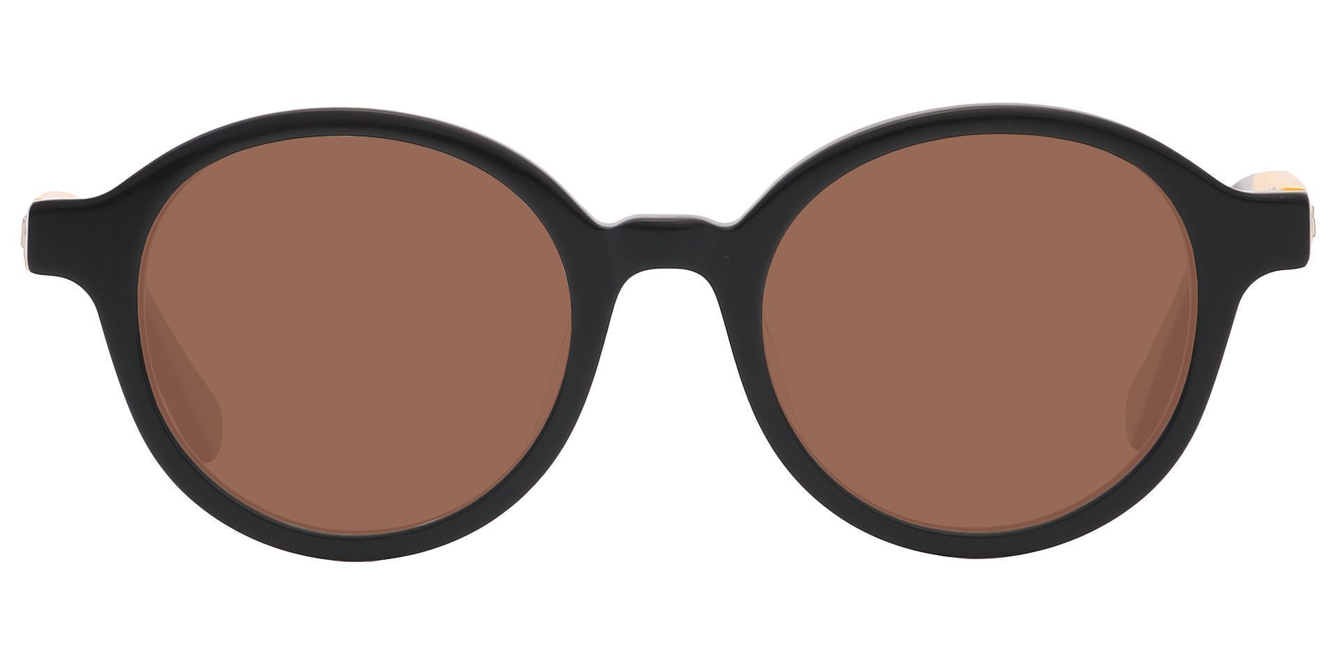 Champ Round Non-Rx Sunglasses - Black Frame With Brown Lenses