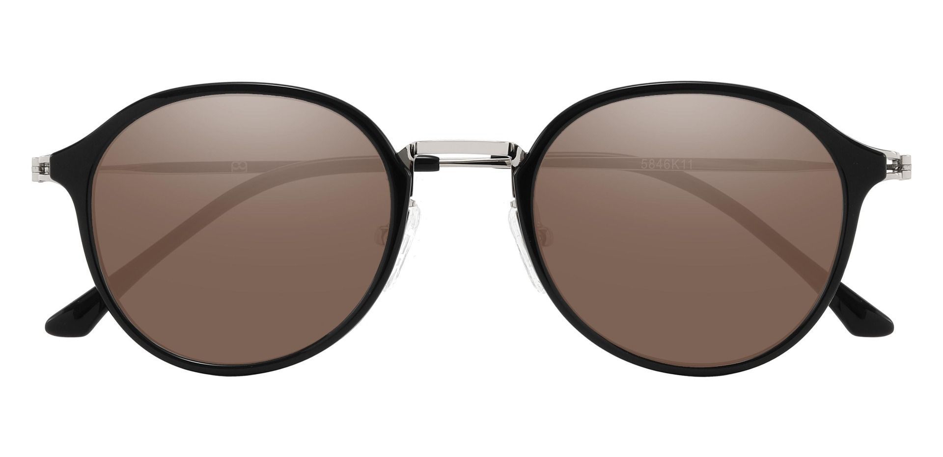 Billings Round Non-Rx Sunglasses - Black Frame With Brown Lenses