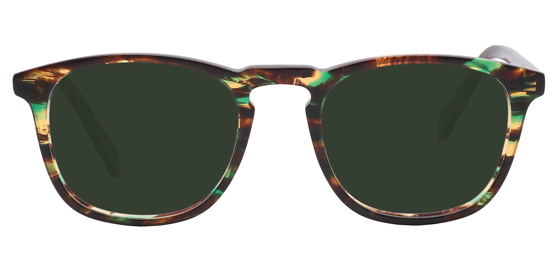 Venti Square Non-Rx Sunglasses - Green Frame With Green Lenses