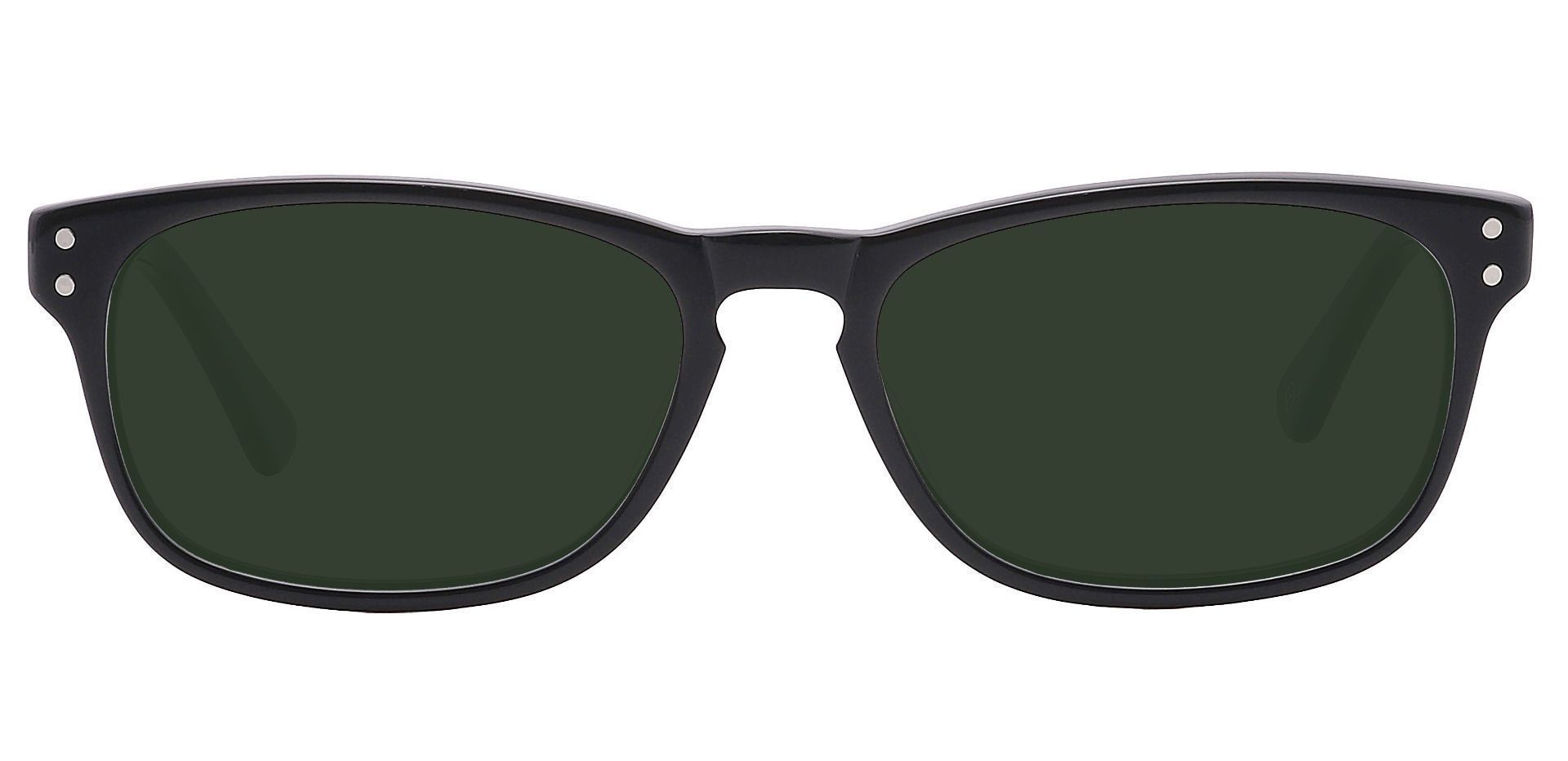 Morris Rectangle Prescription Sunglasses - Black Frame With Green Lenses