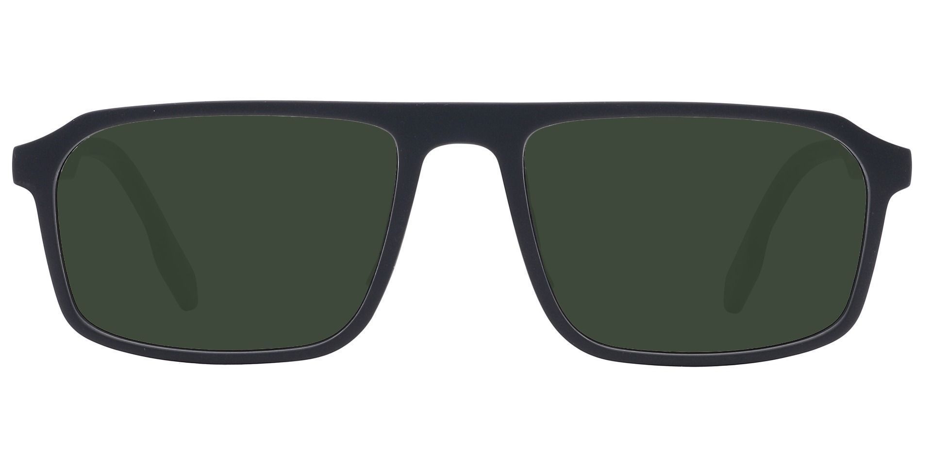 Hector Rectangle Lined Bifocal Sunglasses - Black Frame With Green Lenses