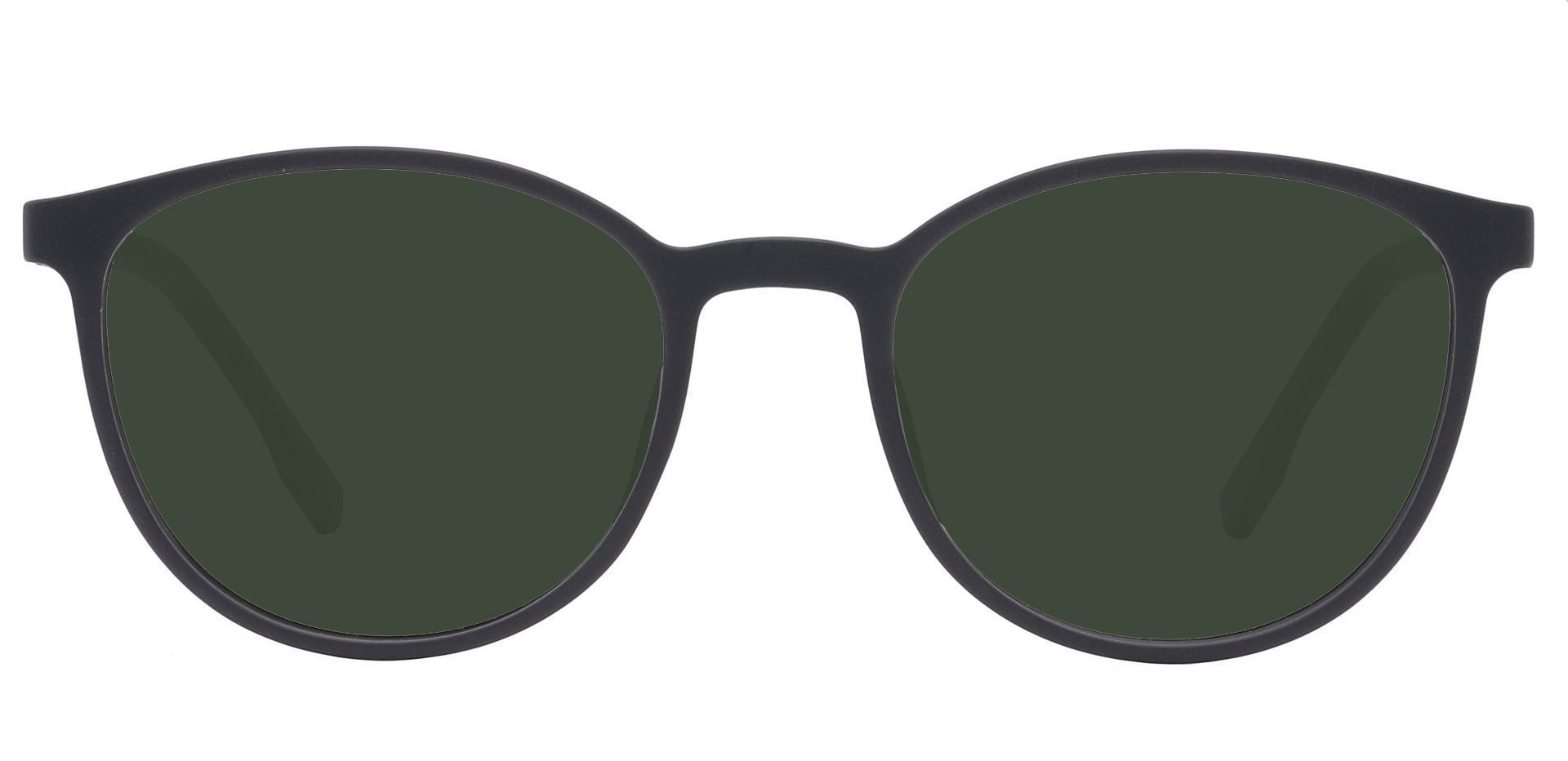 Bay Round Prescription Sunglasses - Black Frame With Green Lenses