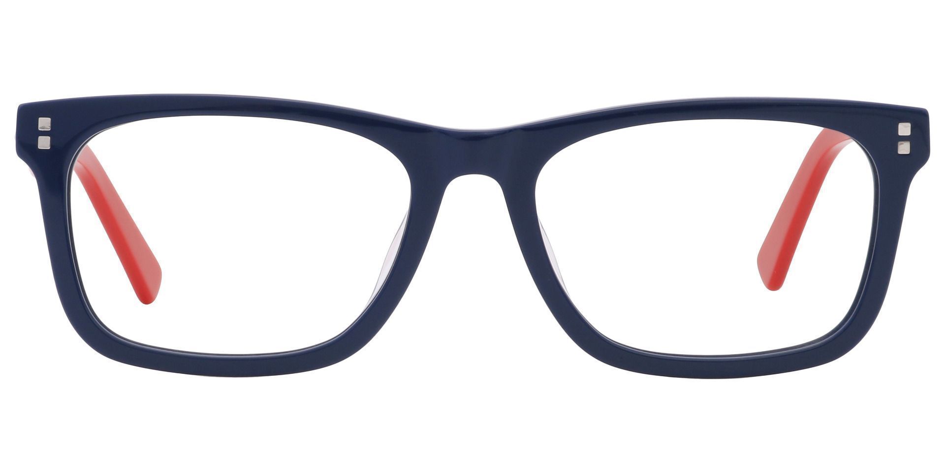Newbury Rectangle Eyeglasses Frame - The Frame Is Blue And Red