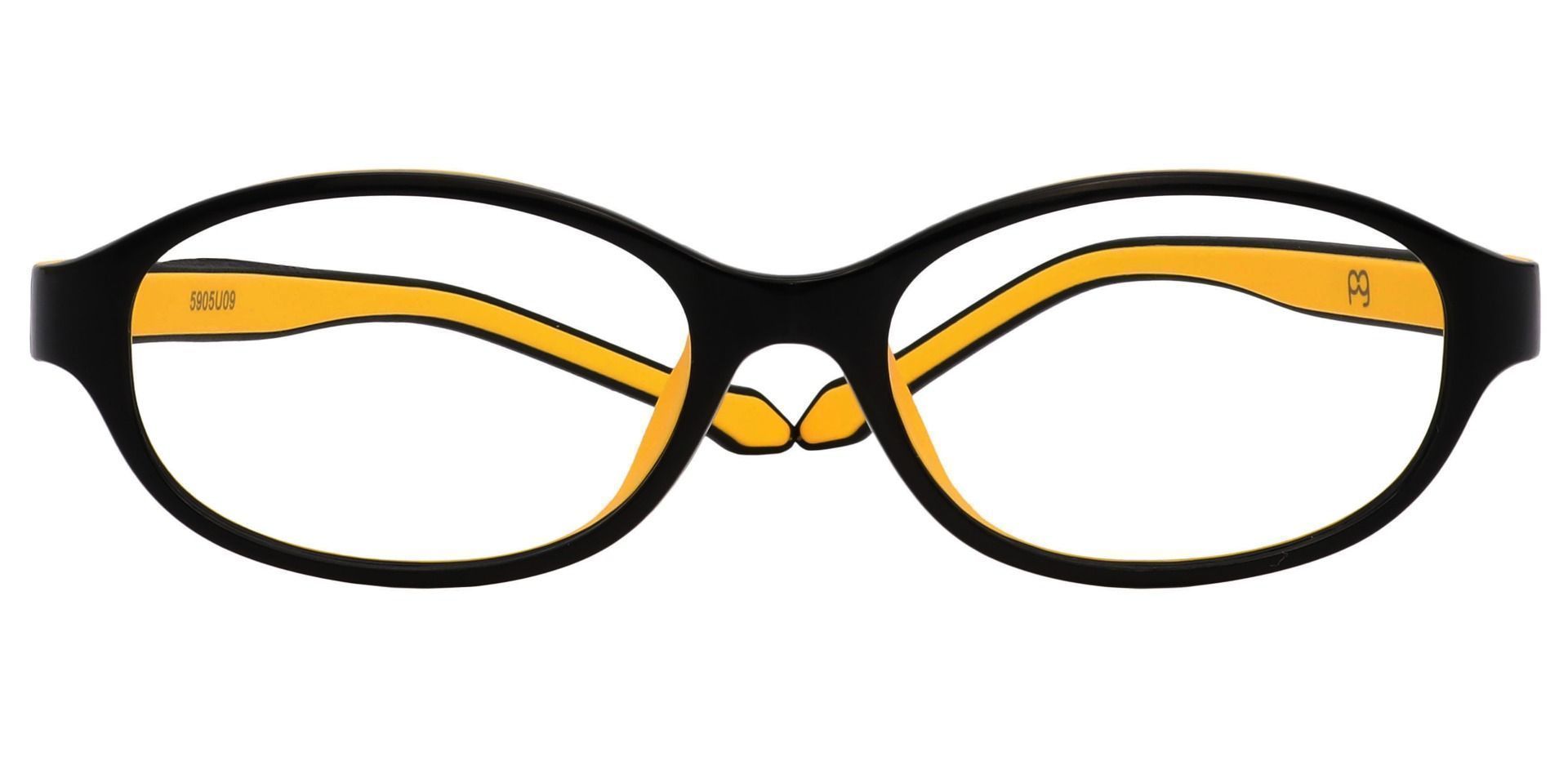 Stone Oval Lined Bifocal Glasses - The Frame Is Black And Yellow