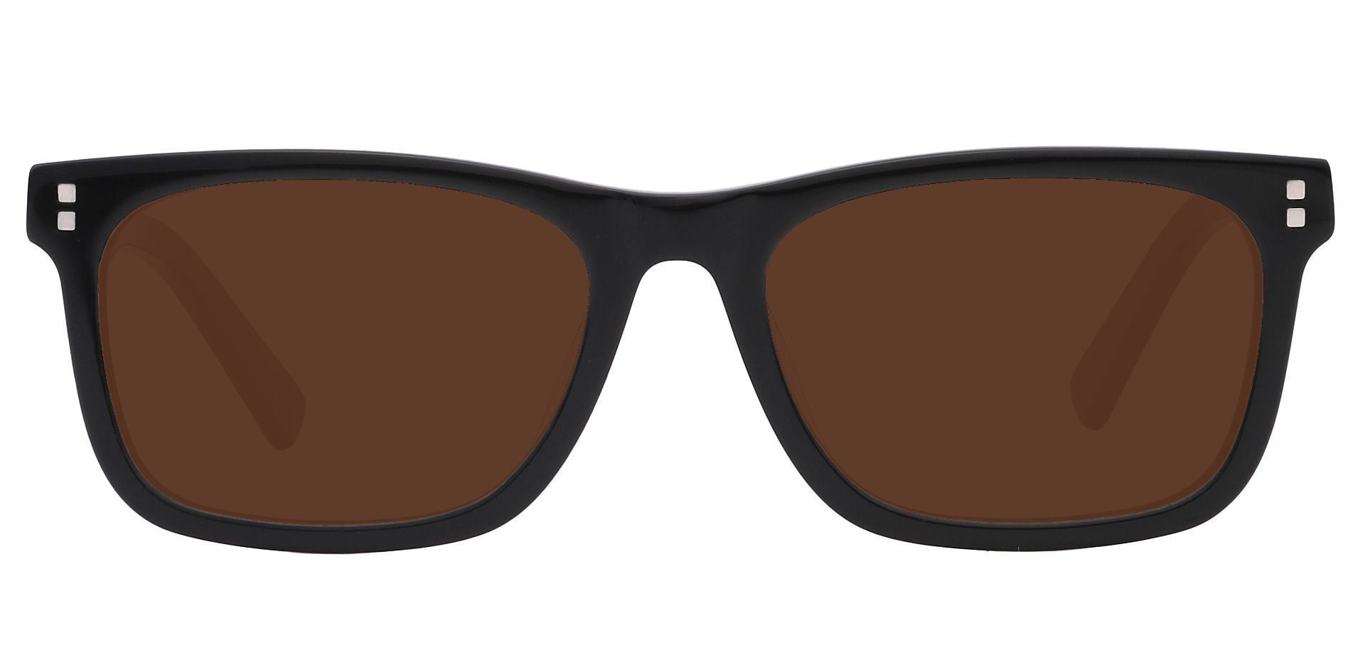 Liberty Rectangle Prescription Sunglasses - Black Frame With Brown Lenses