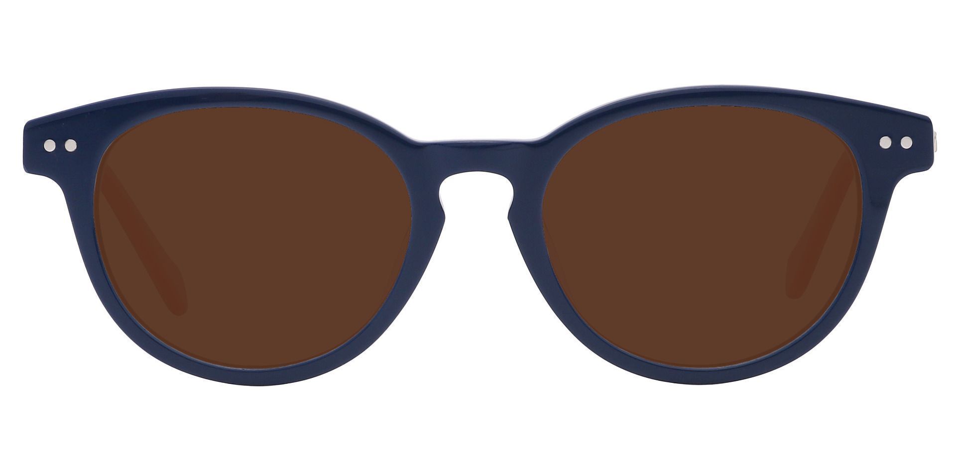 Revere Oval Non-Rx Sunglasses - Blue Frame With Brown Lenses
