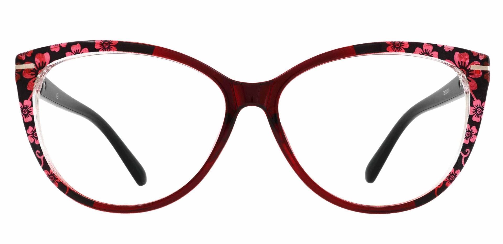 Maggie Cat Eye Prescription Glasses - Wine Floral Accents