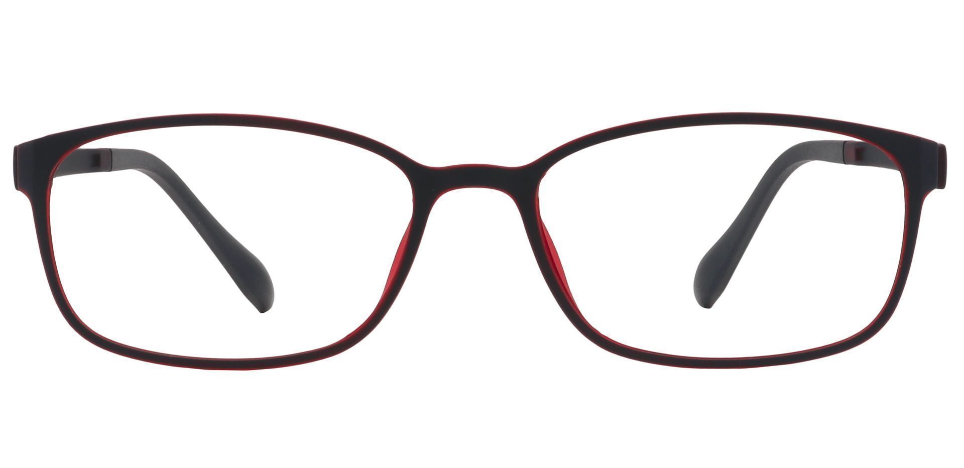 Merlot Rectangle Prescription Glasses - Matte Black/red