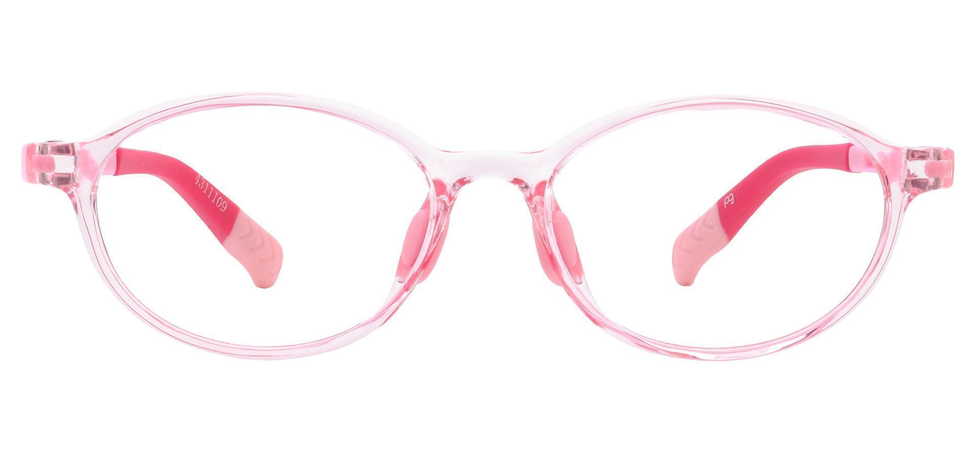 Axel Oval Blue Light Blocking Glasses - Bubble Gum Pink Crystal