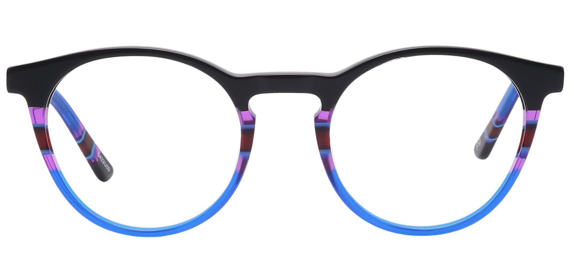Jellie Round Eyeglasses Frame - Black/royal Blue Stripe