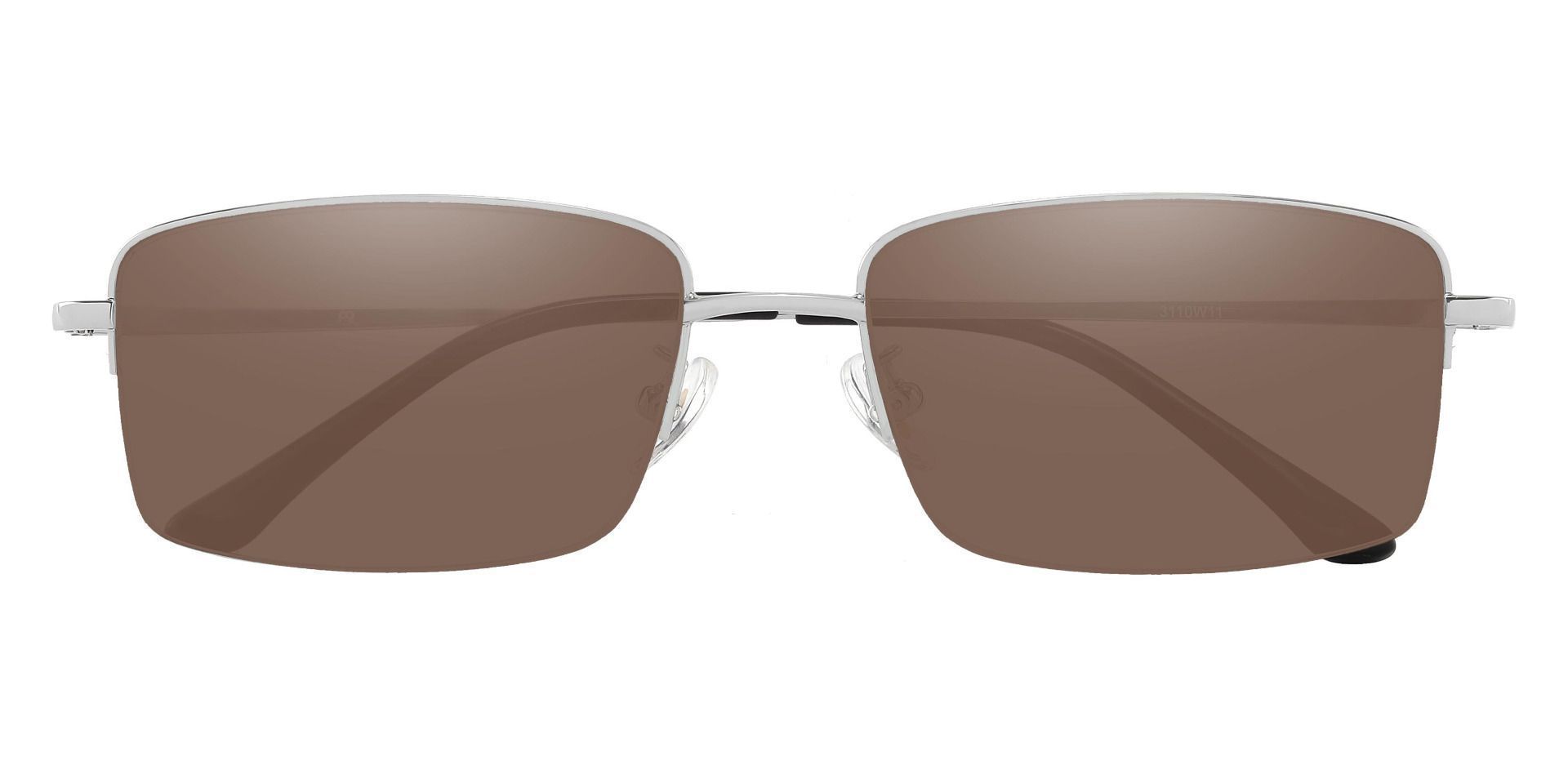 Bellmont Rectangle Prescription Sunglasses - Silver Frame With Brown Lenses