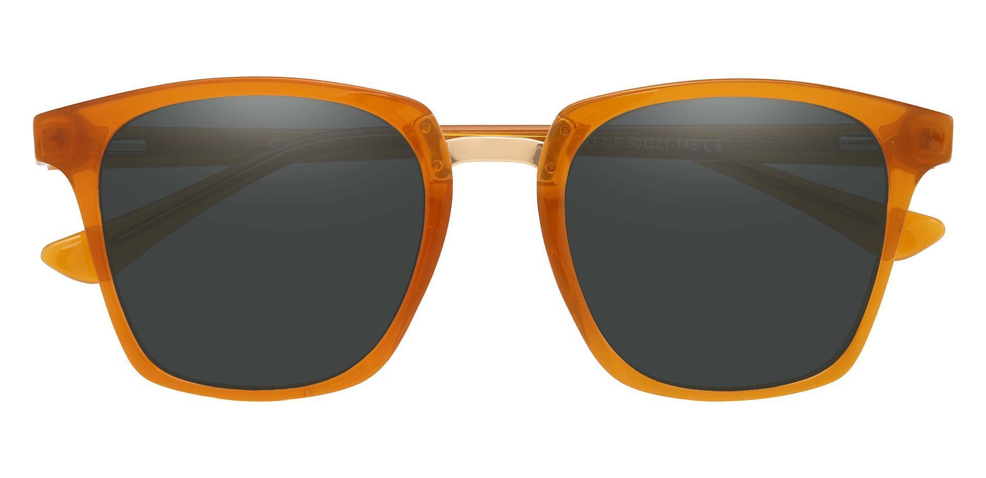 Delta Square Non-Rx Sunglasses - Orange Frame With Gray Lenses