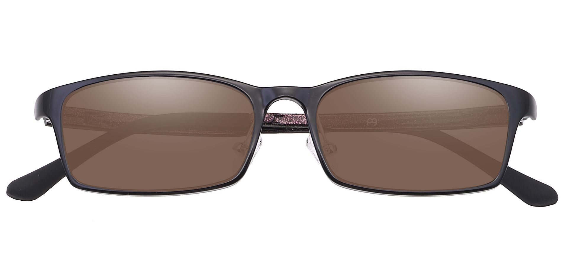 Hydra Rectangle Non-Rx Sunglasses -  Black Frame With Brown Lenses