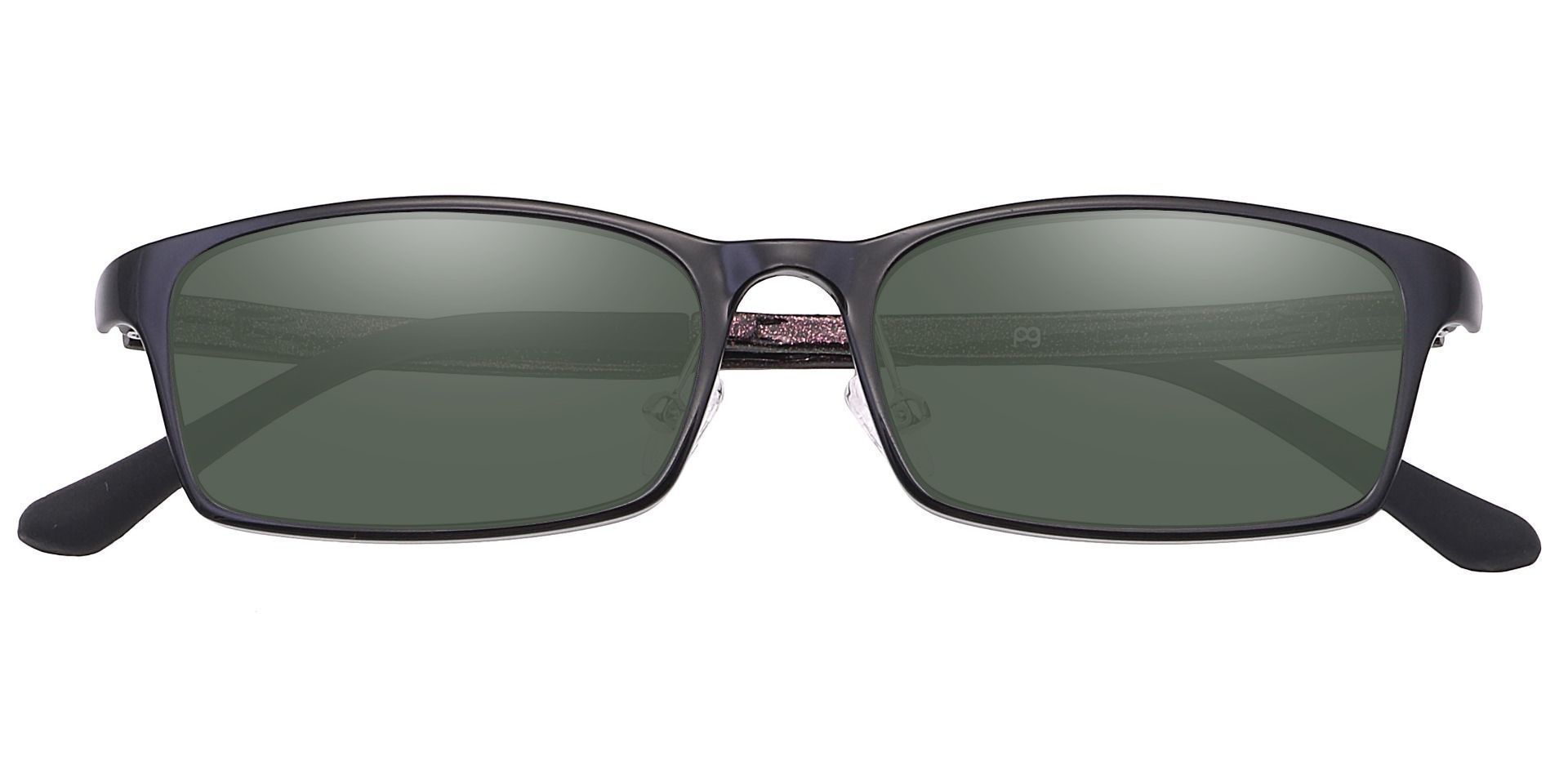 Hydra Rectangle Progressive Sunglasses - Black Frame With Green Lenses