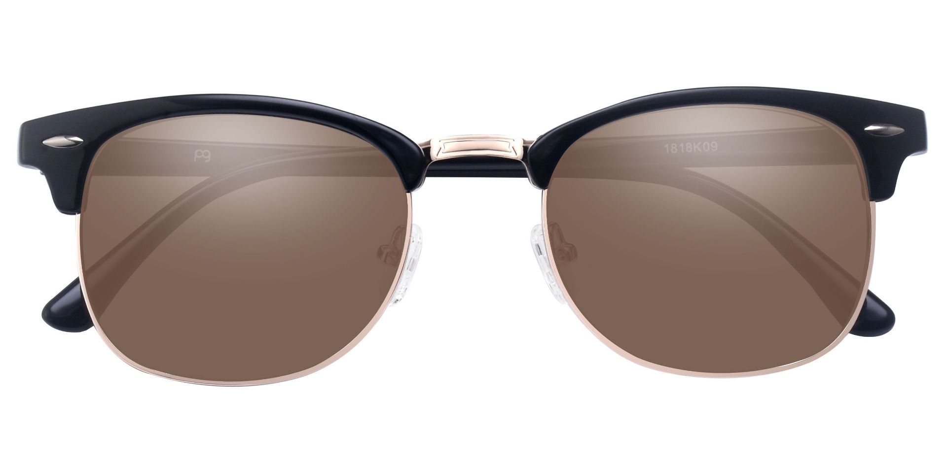 Salvatore Browline Prescription Sunglasses -  Black Frame With Brown Lenses