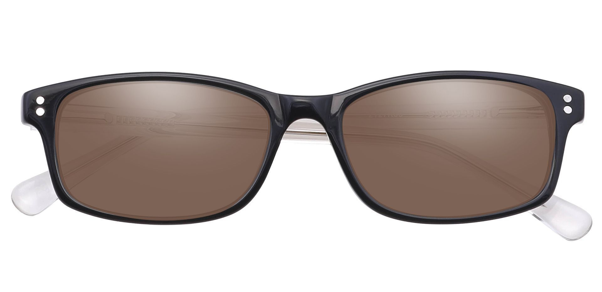 Olmstead Rectangle Non-Rx Sunglasses - Black Frame With Brown Lenses