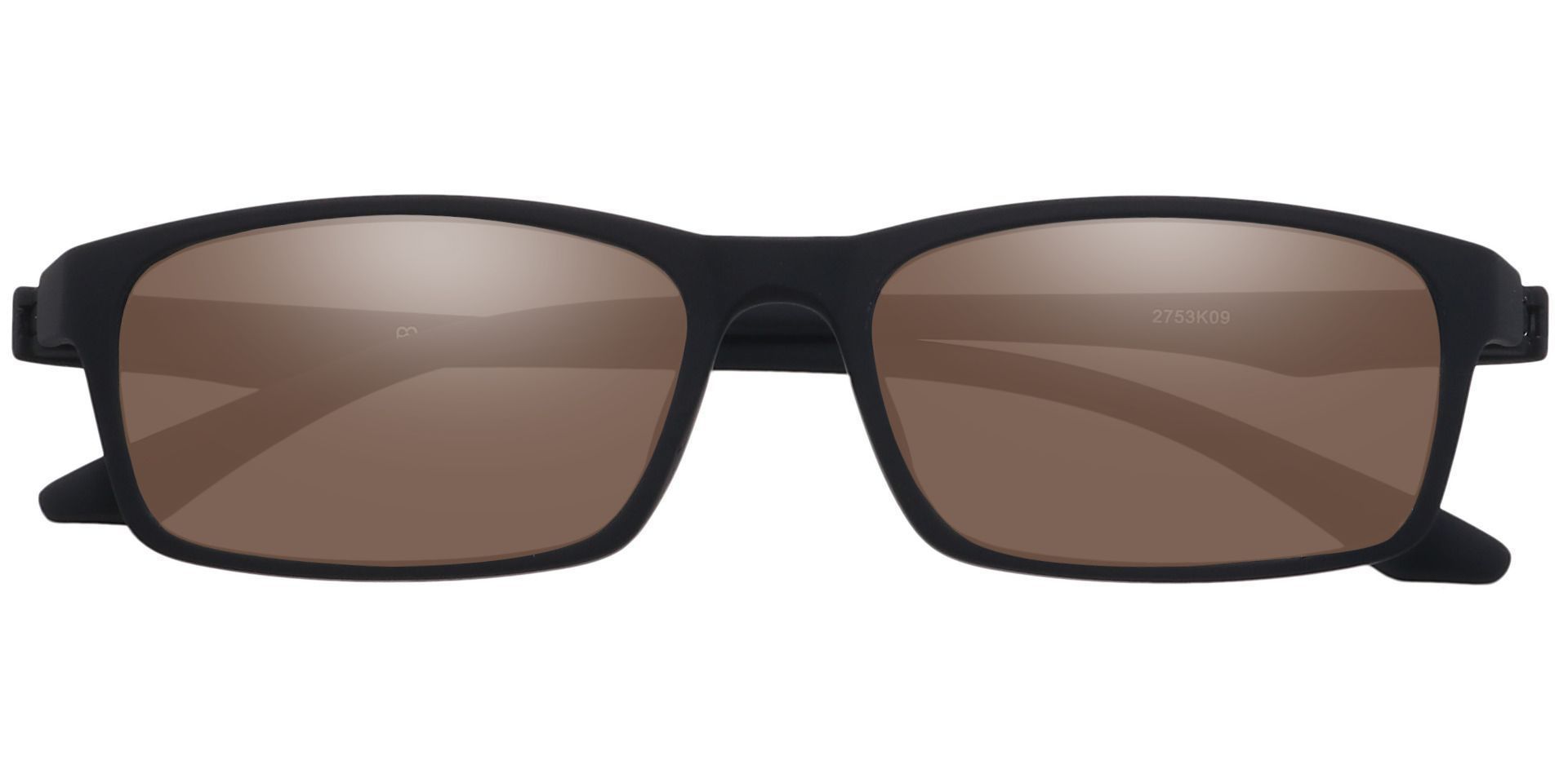 Poplar Rectangle Non-Rx Sunglasses - Black Frame With Brown Lenses