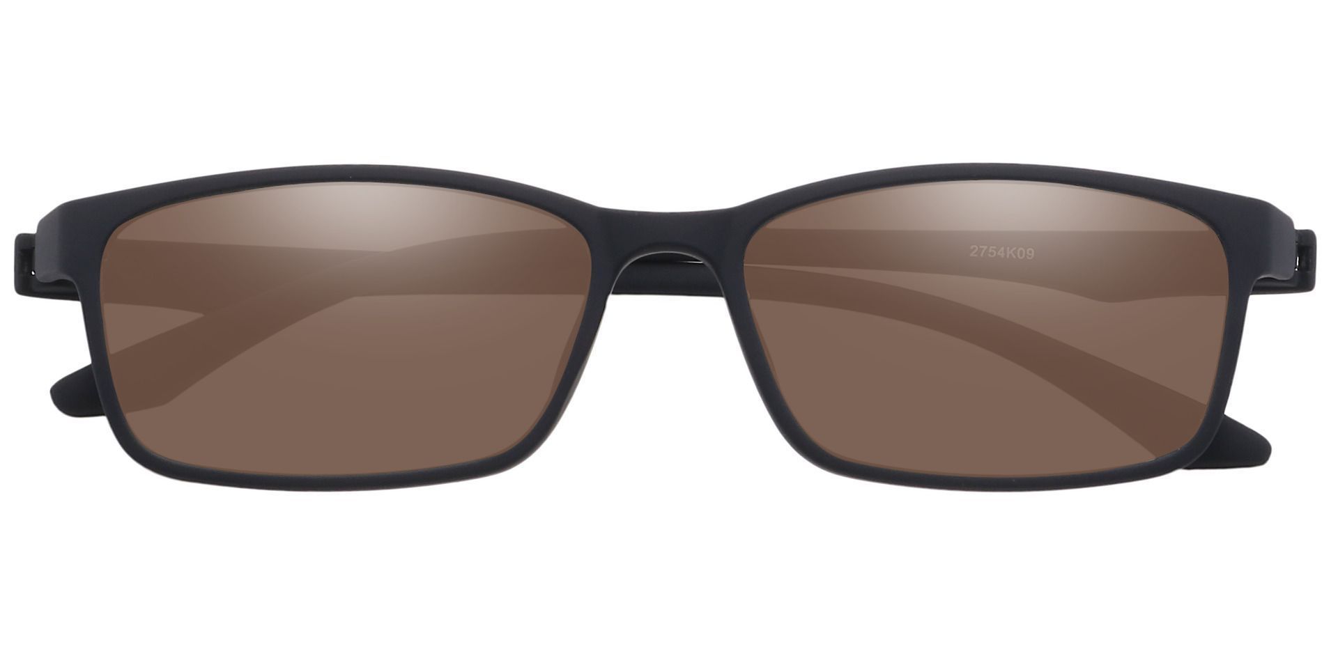 Wichita Rectangle Non-Rx Sunglasses -  Black Frame With Brown Lenses