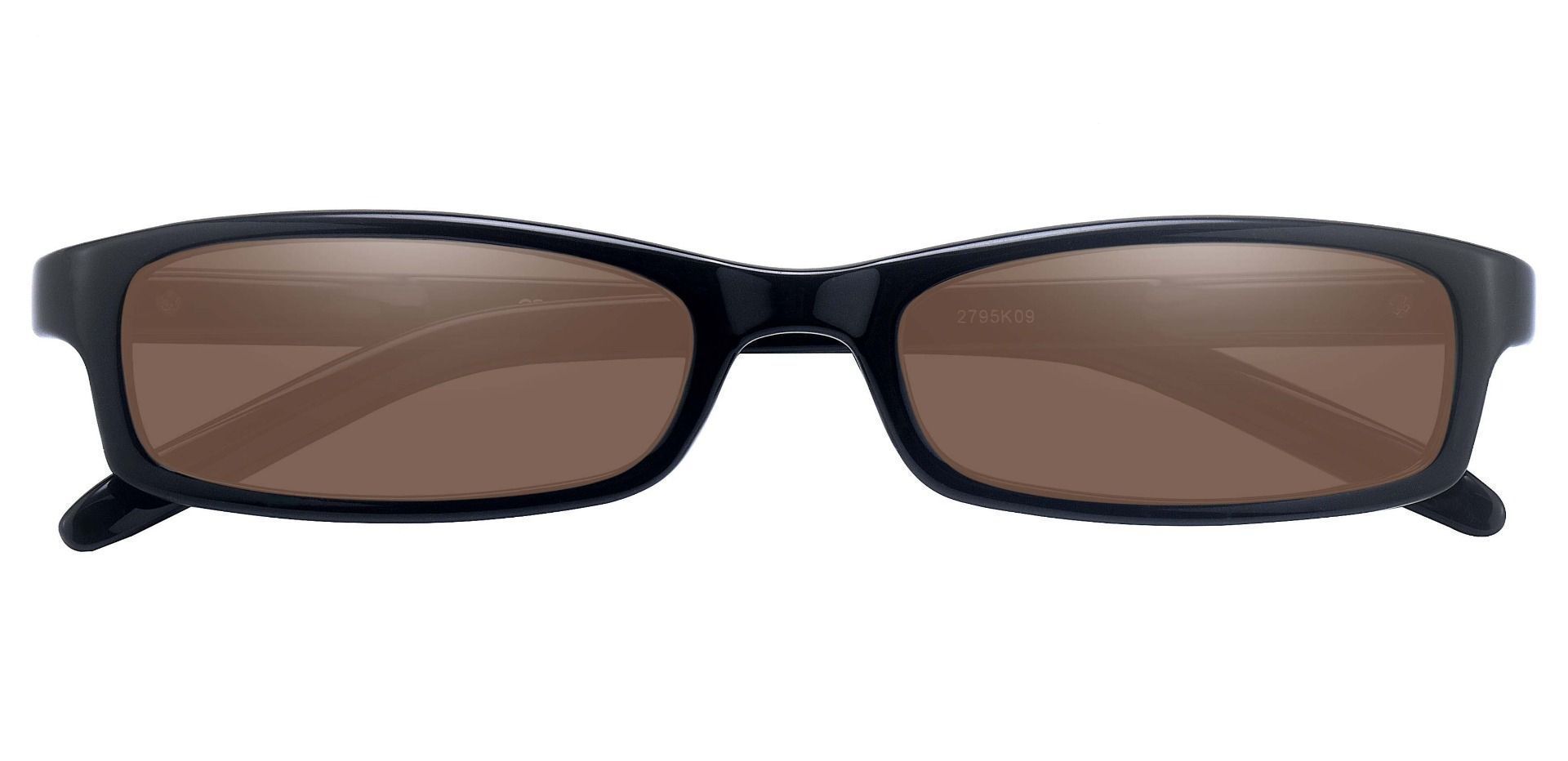 Palmer Rectangle Single Vision Sunglasses - Black Frame With Brown ...