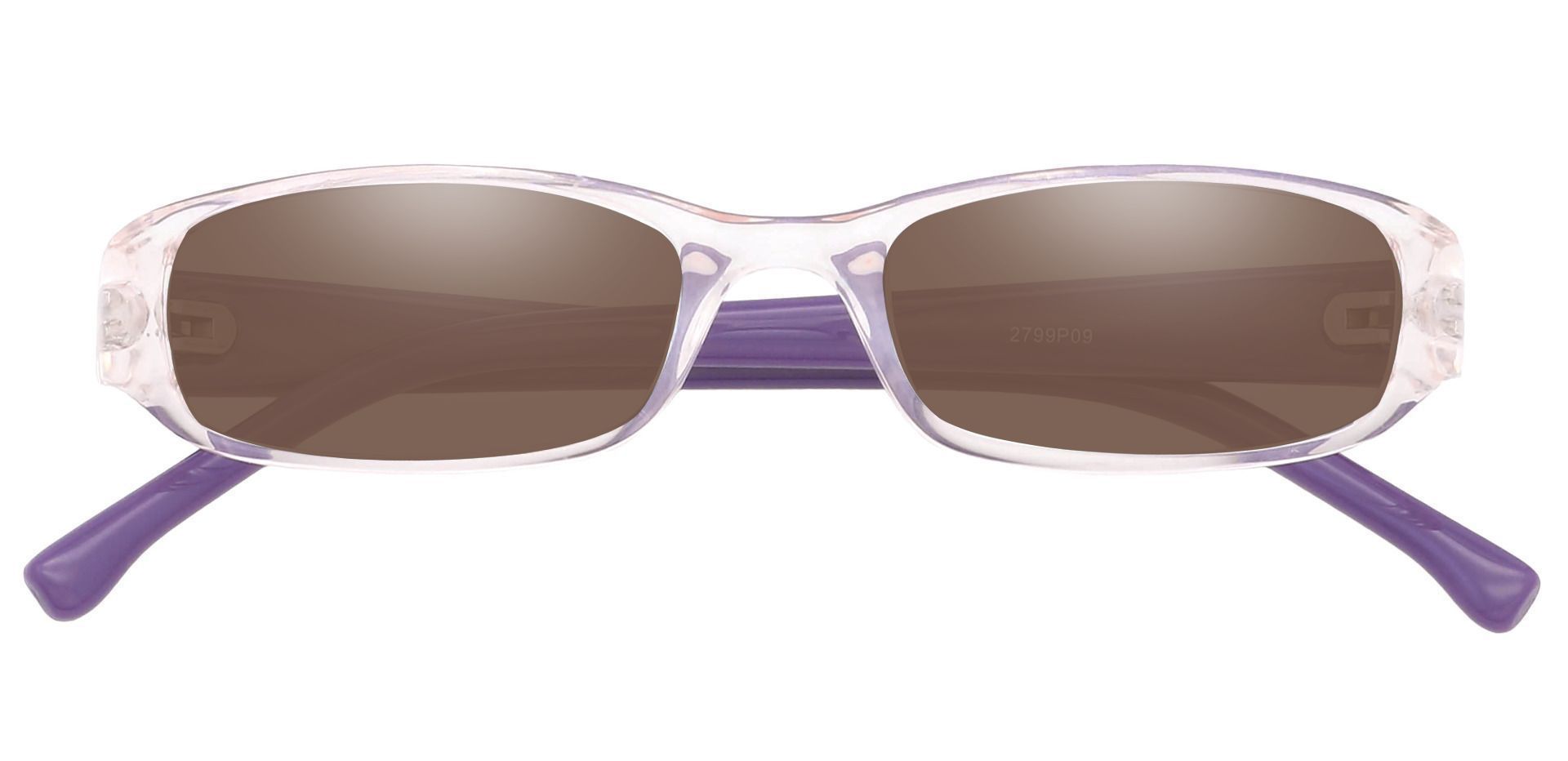 Laurel Rectangle Single Vision Sunglasses -  Purple Frame With Brown Lenses