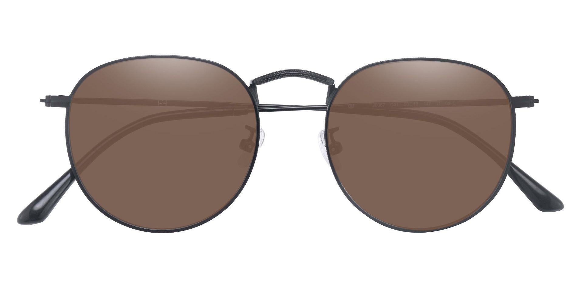 Alden Oval Prescription Sunglasses - Black Frame With Brown Lenses ...