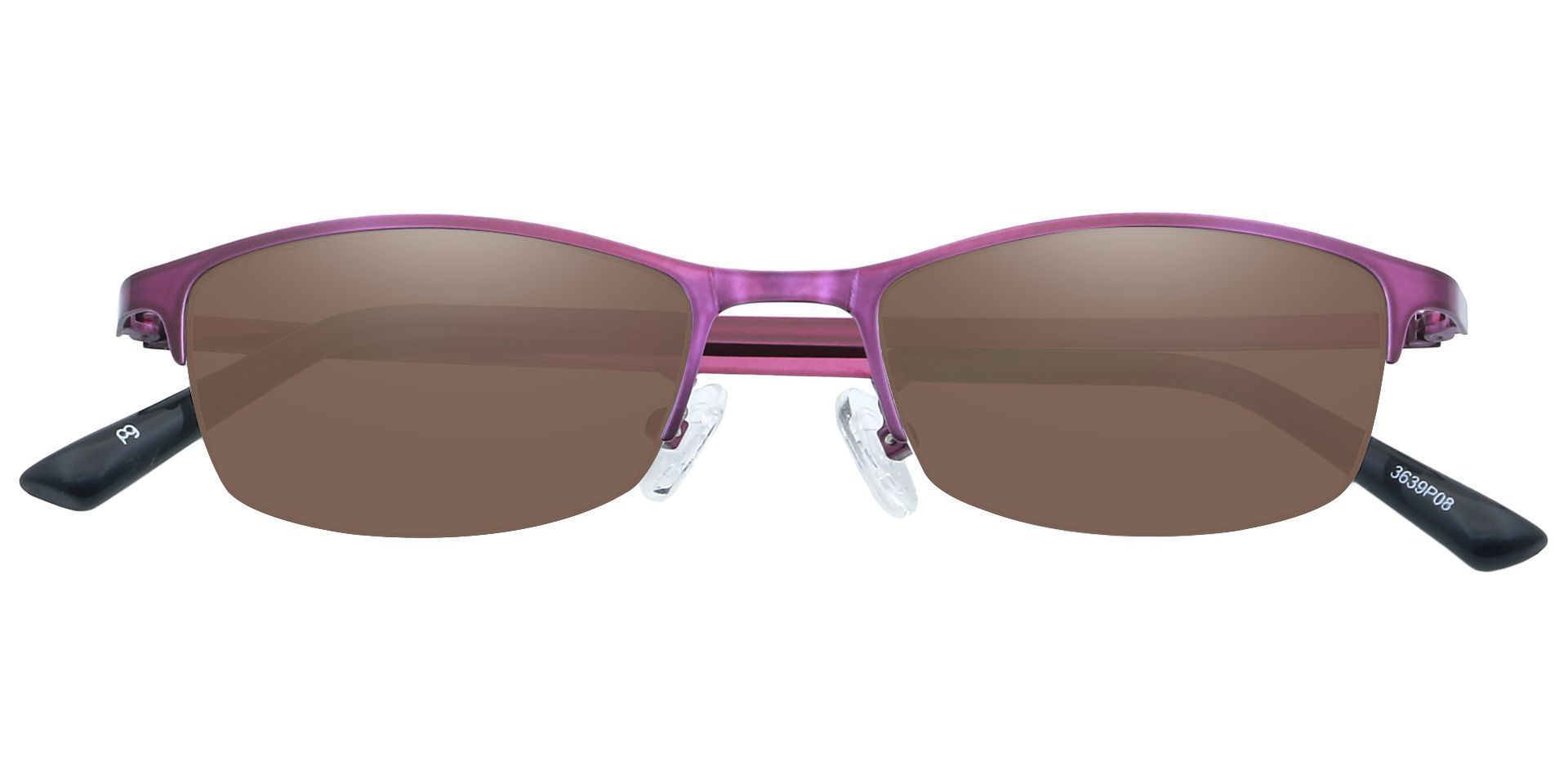 Eliza Rectangle Non-Rx Sunglasses -  Purple Frame With Brown Lenses