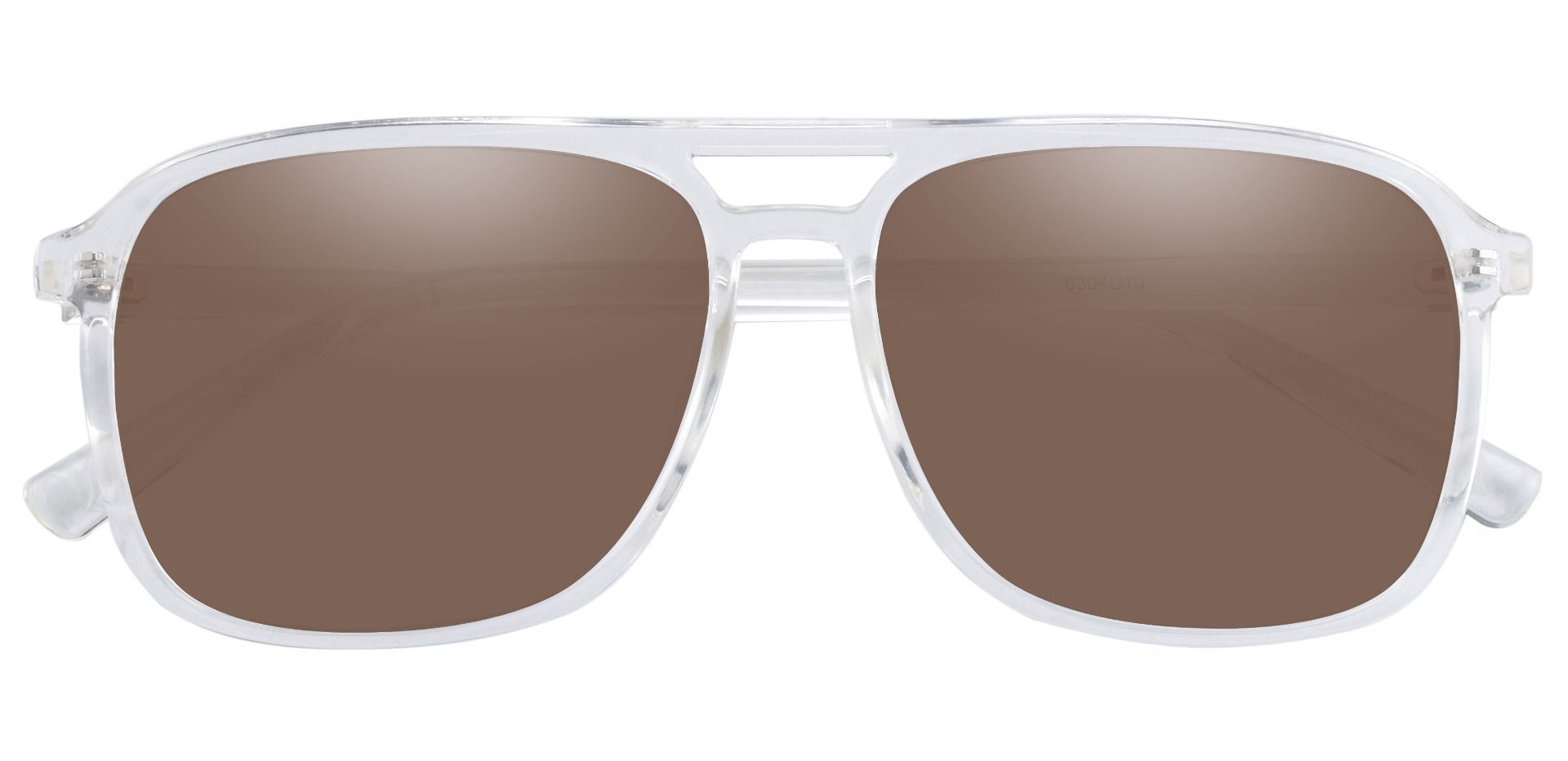Edward Aviator Prescription Sunglasses -  Clear Frame With Brown Lenses
