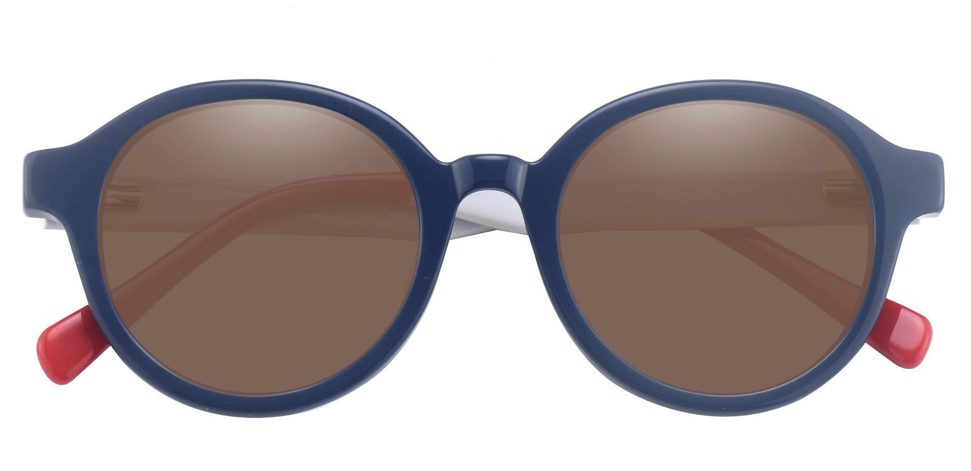 Roxbury Round Progressive Sunglasses - Blue Frame With Brown Lenses