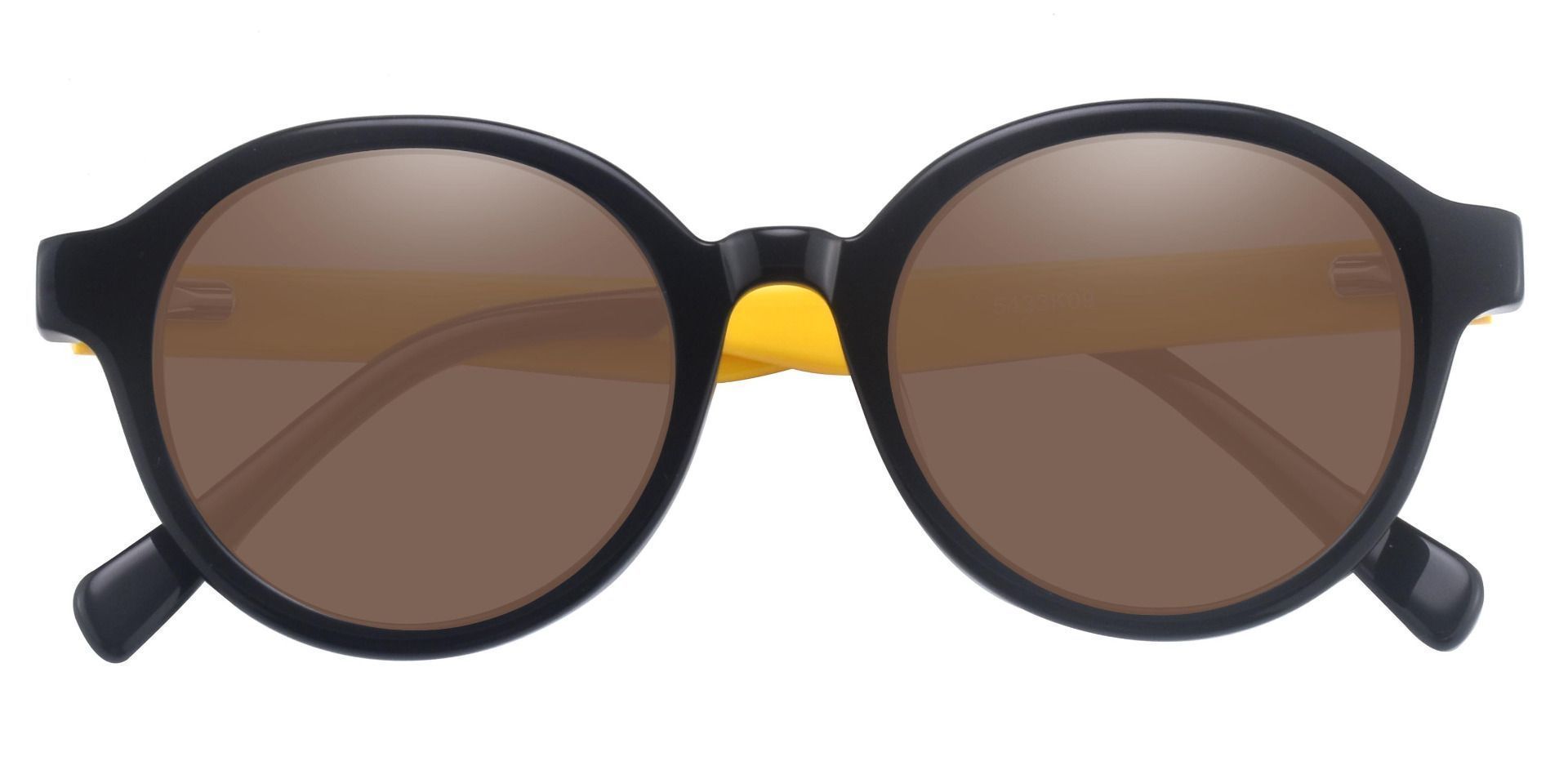 Steel City Round Progressive Sunglasses - Black Frame With Brown Lenses