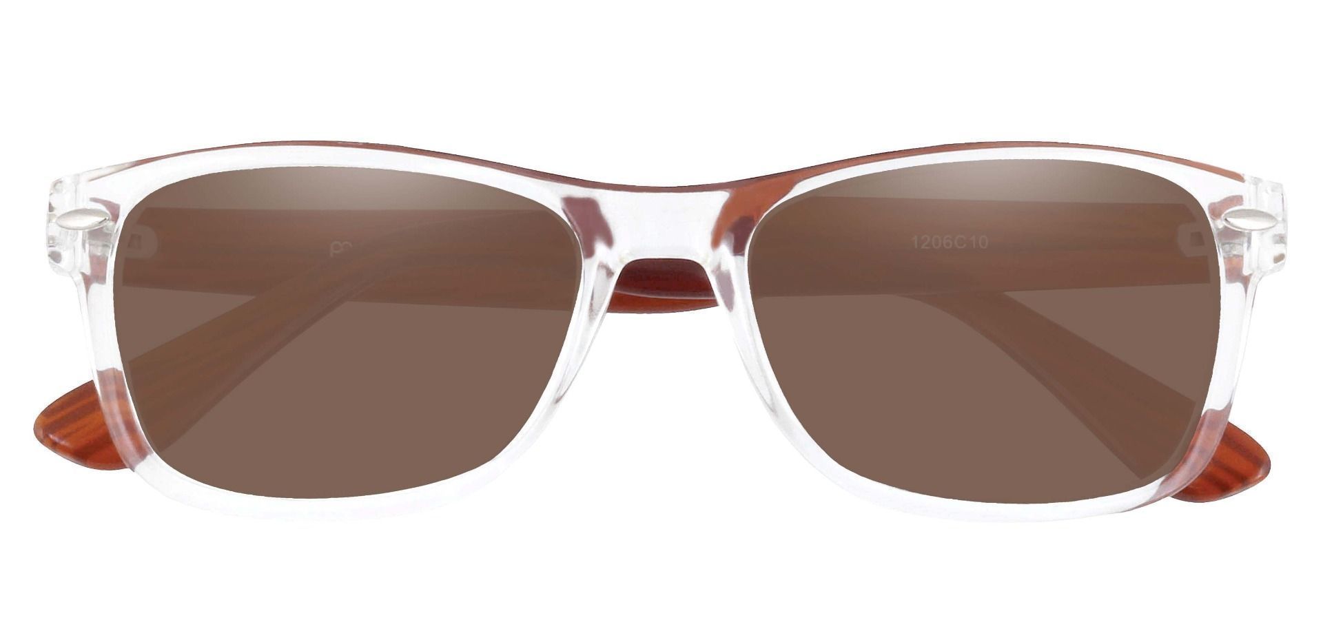 Kent Rectangle Prescription Sunglasses - Clear Frame With Brown Lenses