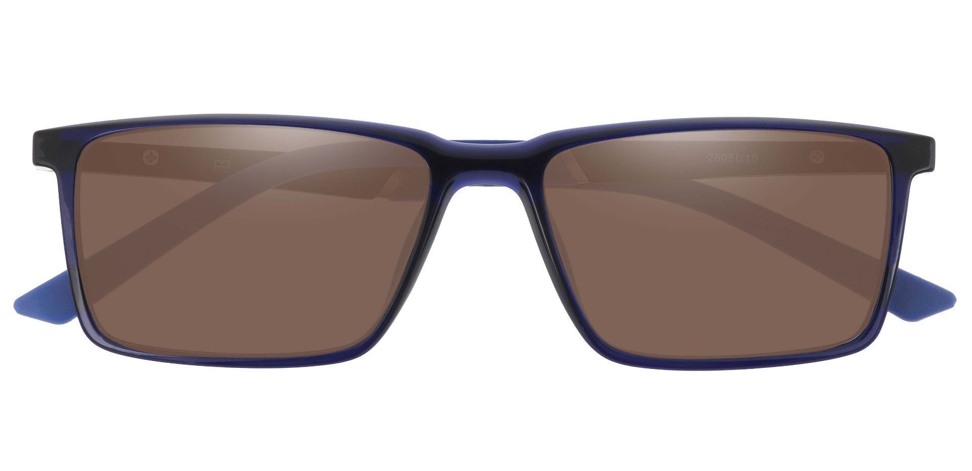 Hawk Rectangle Prescription Sunglasses - Blue Frame With Brown Lenses
