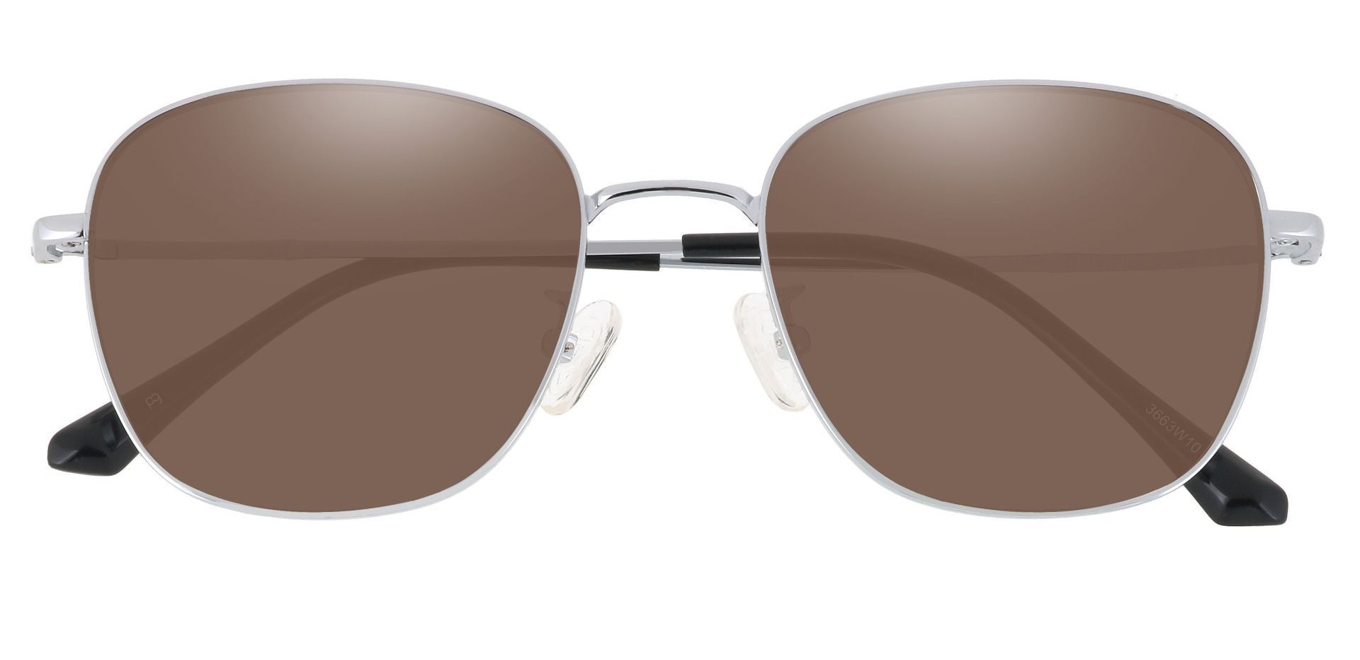 Fresno Square Prescription Sunglasses - Silver Frame With Brown Lenses