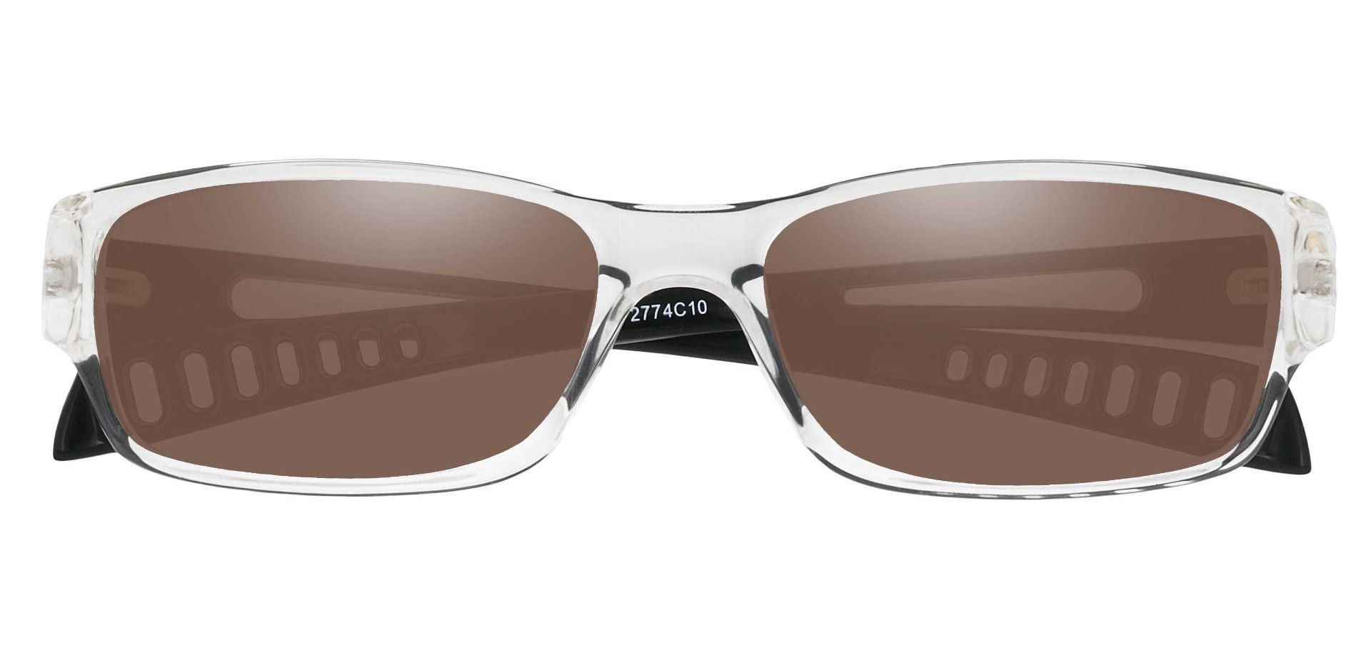 Mercury Rectangle Prescription Sunglasses - Clear Frame With Brown Lenses