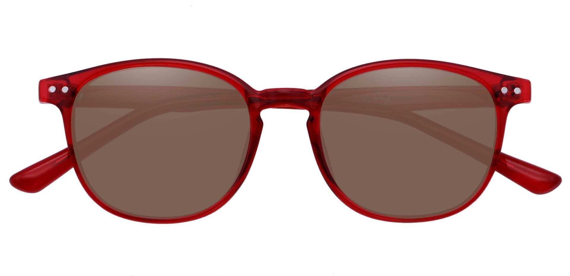 Holstein Oval Prescription Sunglasses - Red Frame With Brown Lenses