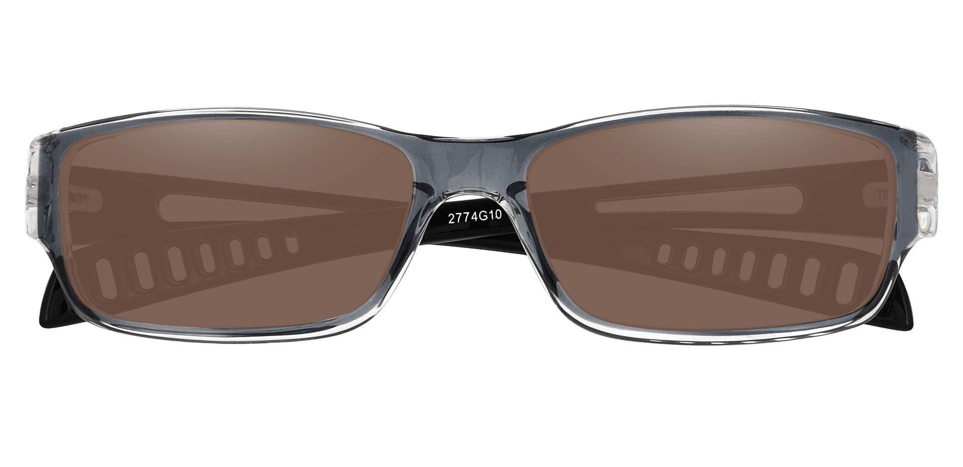 Mercury Rectangle Prescription Sunglasses - Gray Frame With Brown Lenses